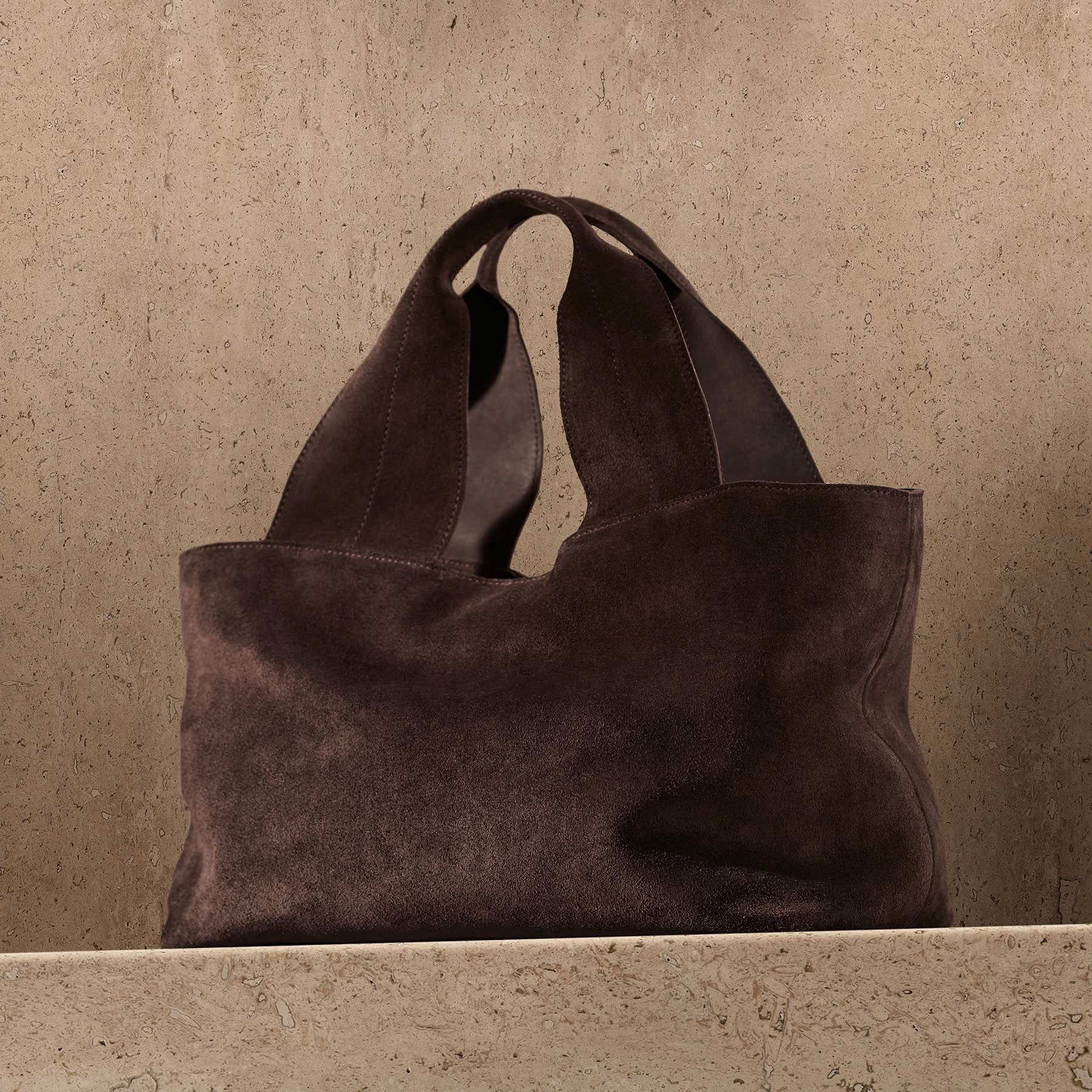 Suede Tote - Cafe