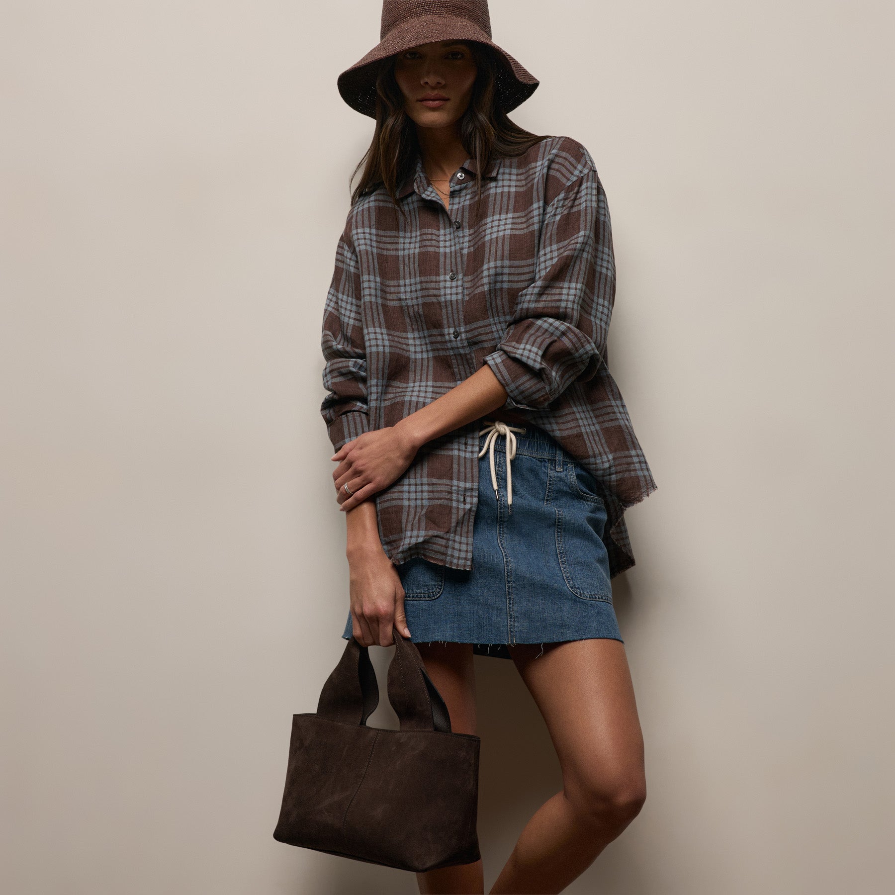 Suede Mini Tote - Cafe