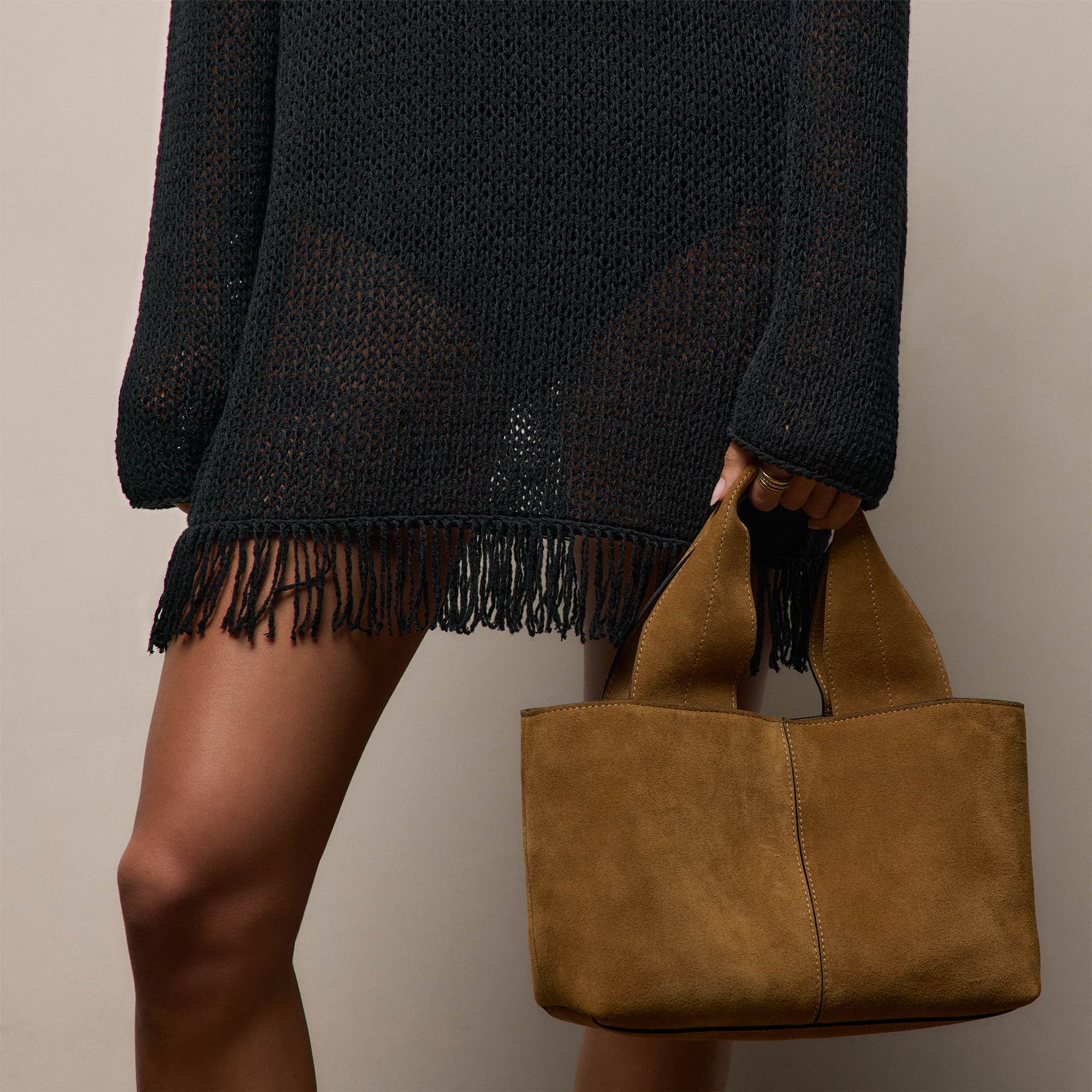 Suede Mini Tote - Palamino