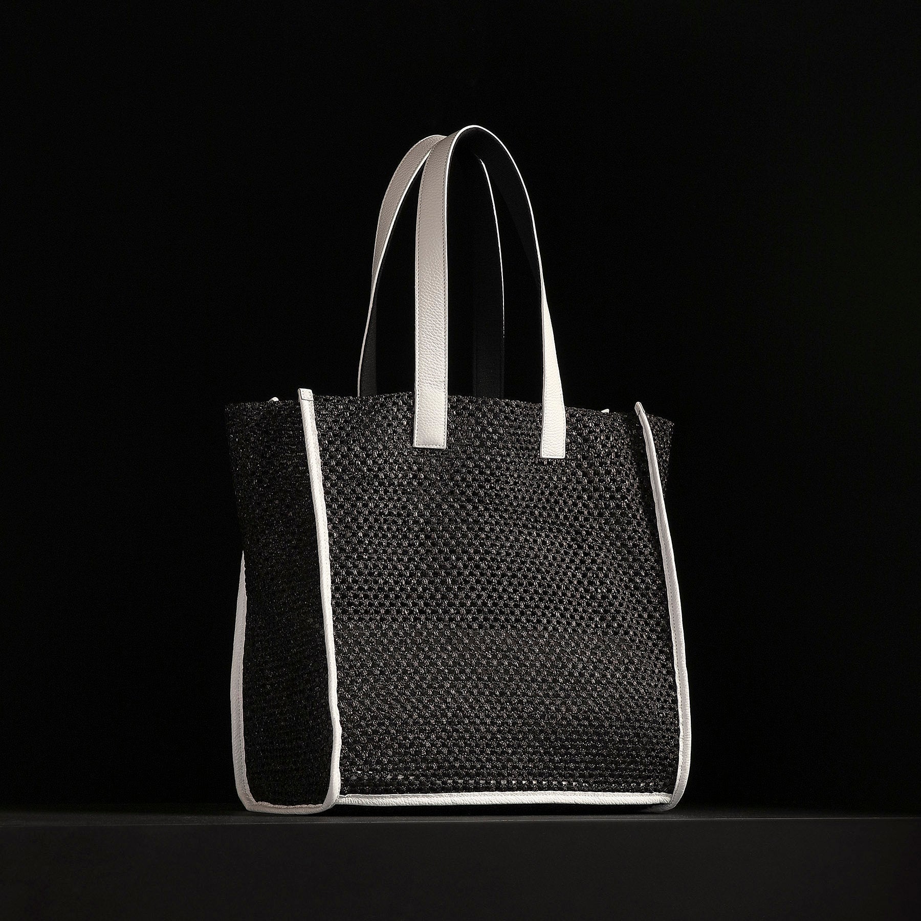 Raffia Tote - Black Sea