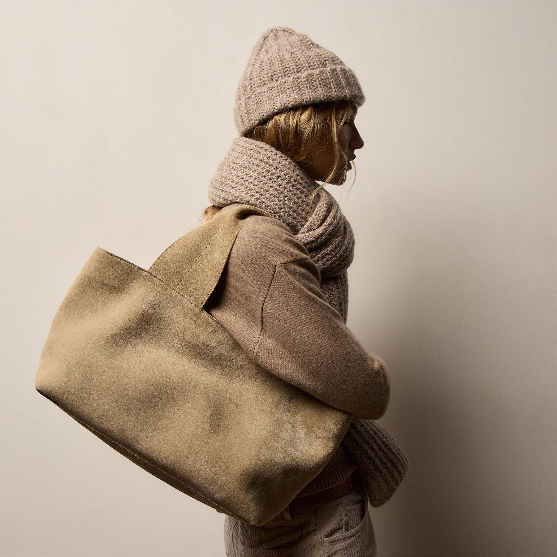 Cashmere Silk Marl Beanie - Grout Mix