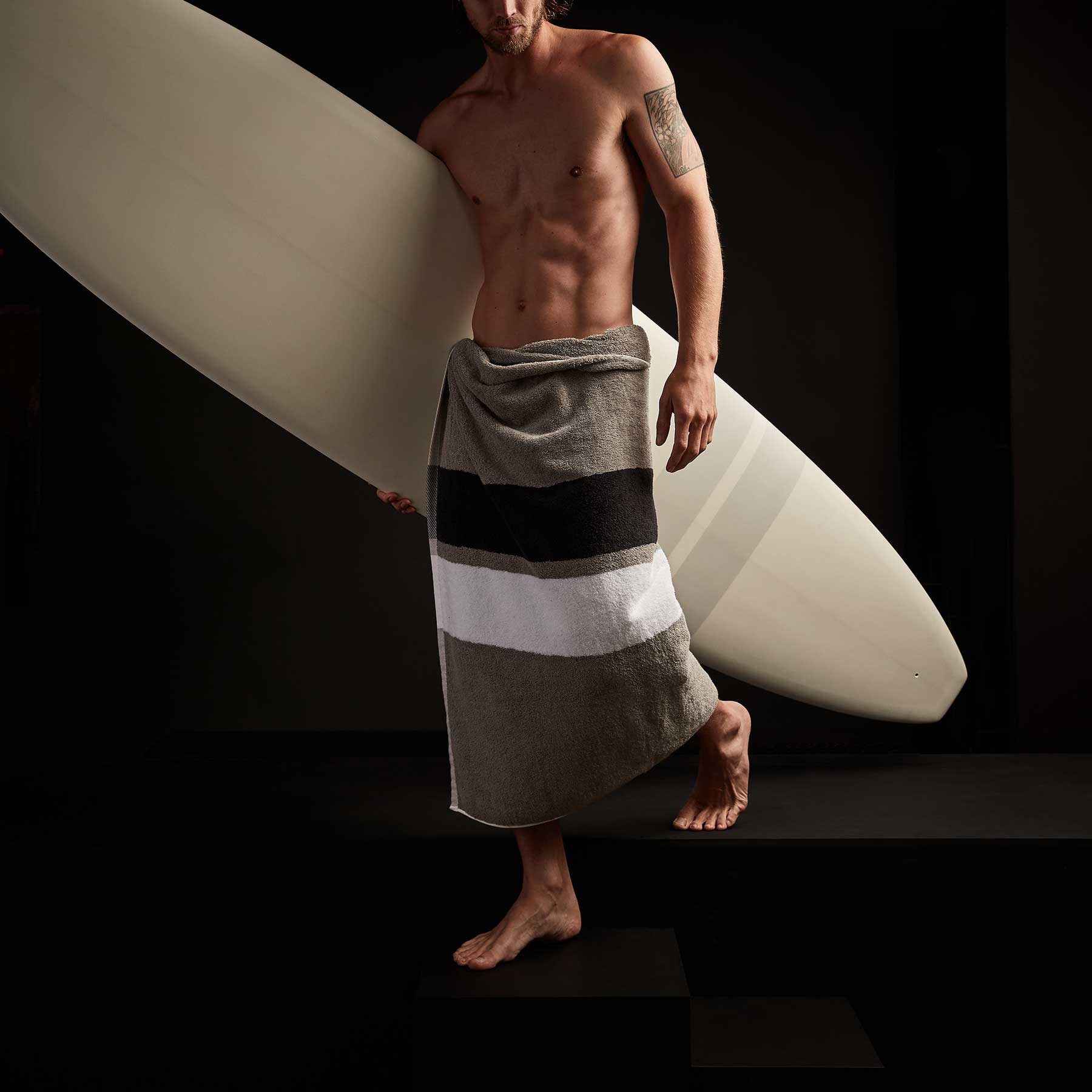 Classic Longboard  8Ft 6In - Matte White & Grey Stripe