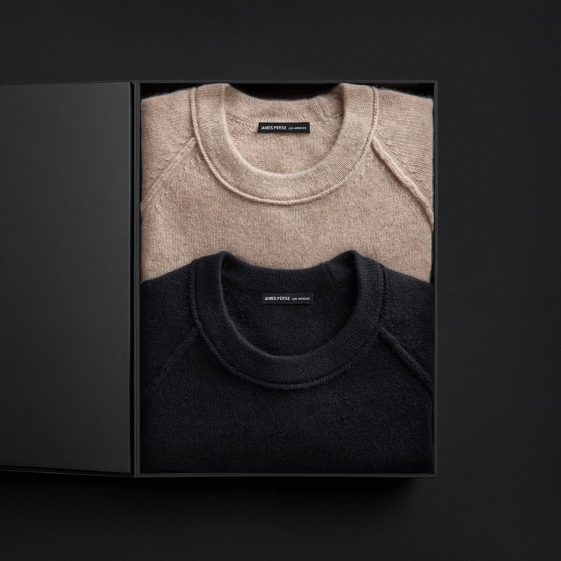 Men's Recycled Cashmere Crew Sweater Gift Set - Black/Stone