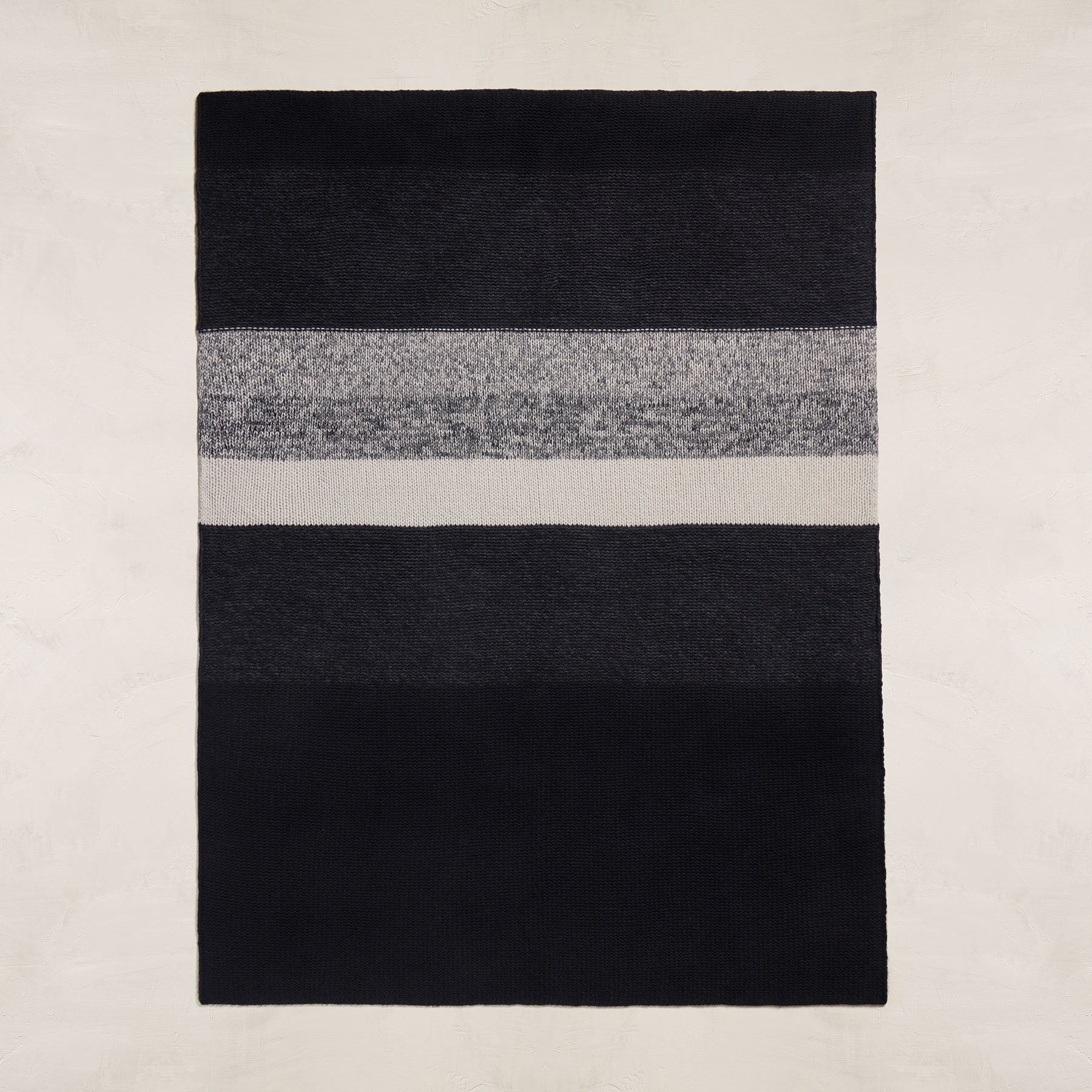 Graded Stripe Blanket - Black/Charcoal/Ivory