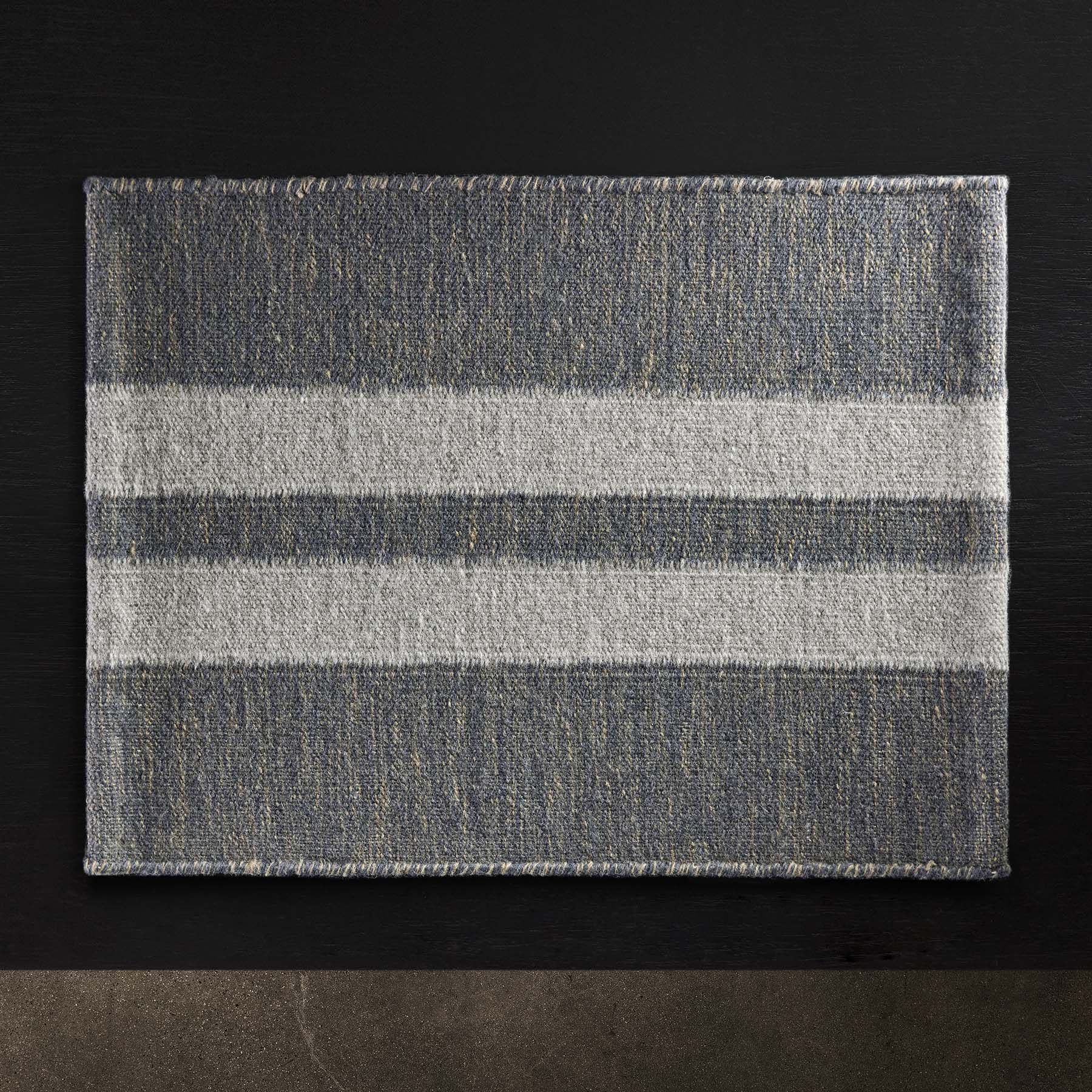 Wool Double Stripe Placemat  - Guntmetal Marle/Pearl Grey