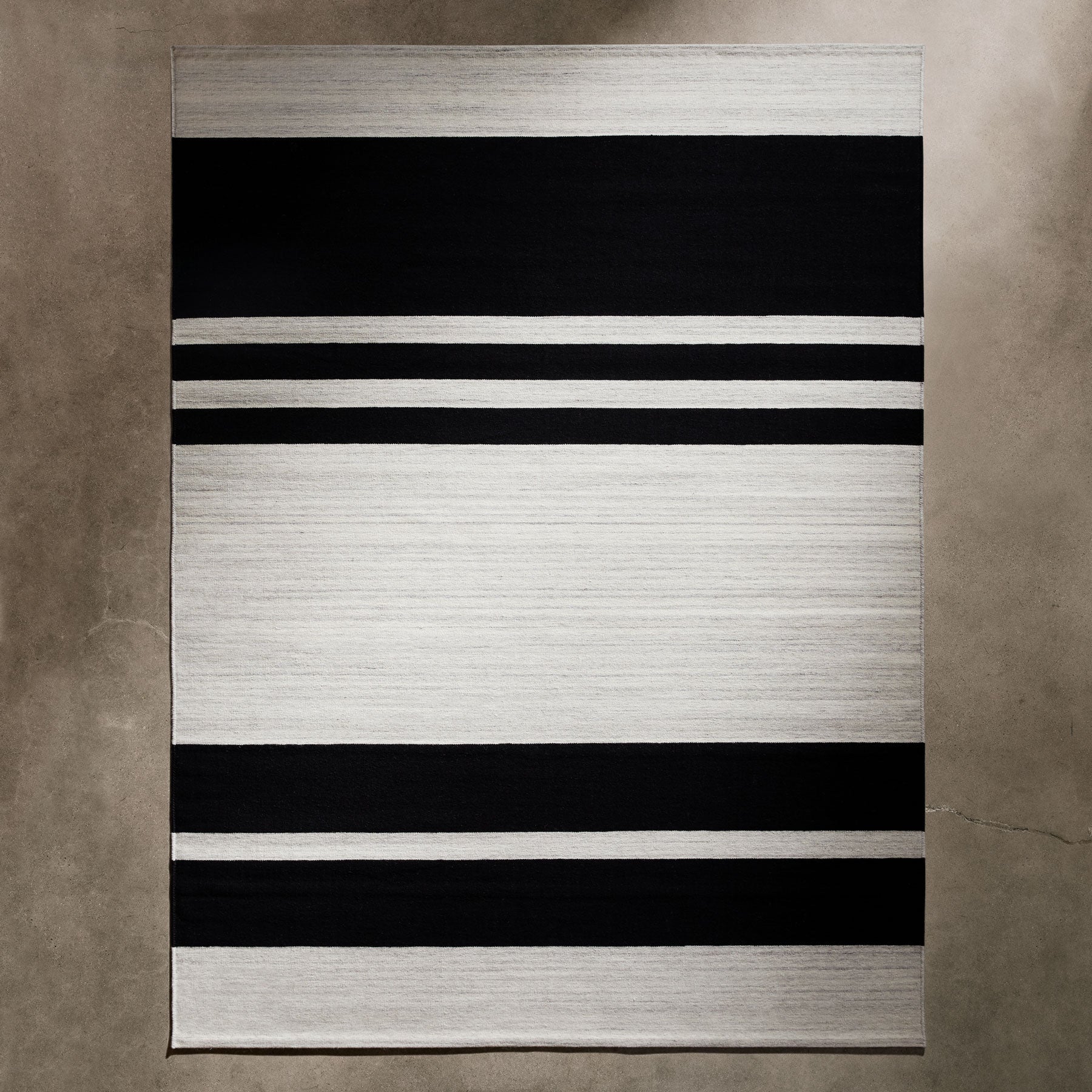 Multi Stripe Area Rug 9Ft X 12Ft - Natural/Black Stripe