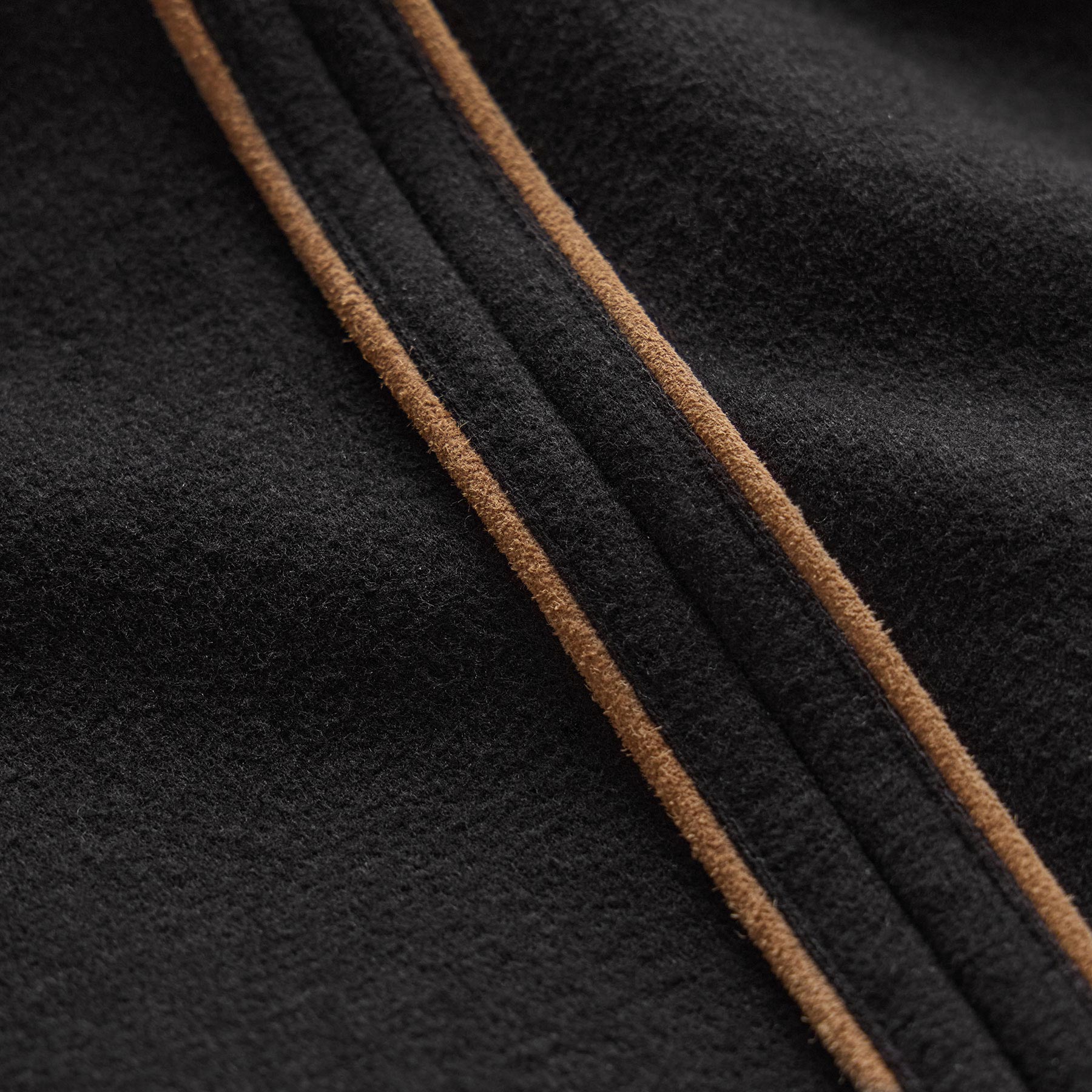 Brushed Cotton Suede Piped Track Pant - Black/Whiskey