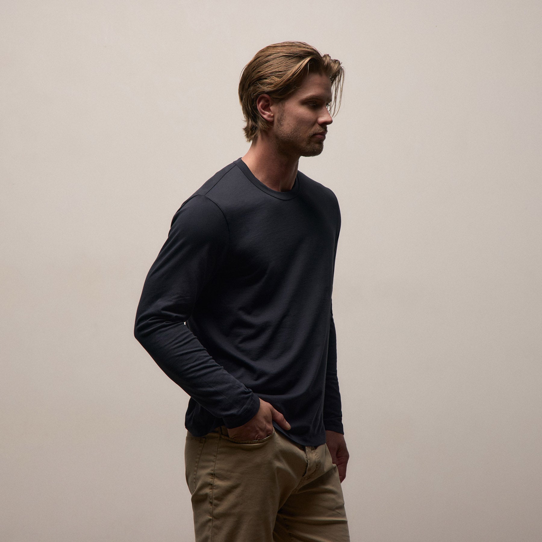 Brushed Lotus Long Sleeve Crew - Deep
