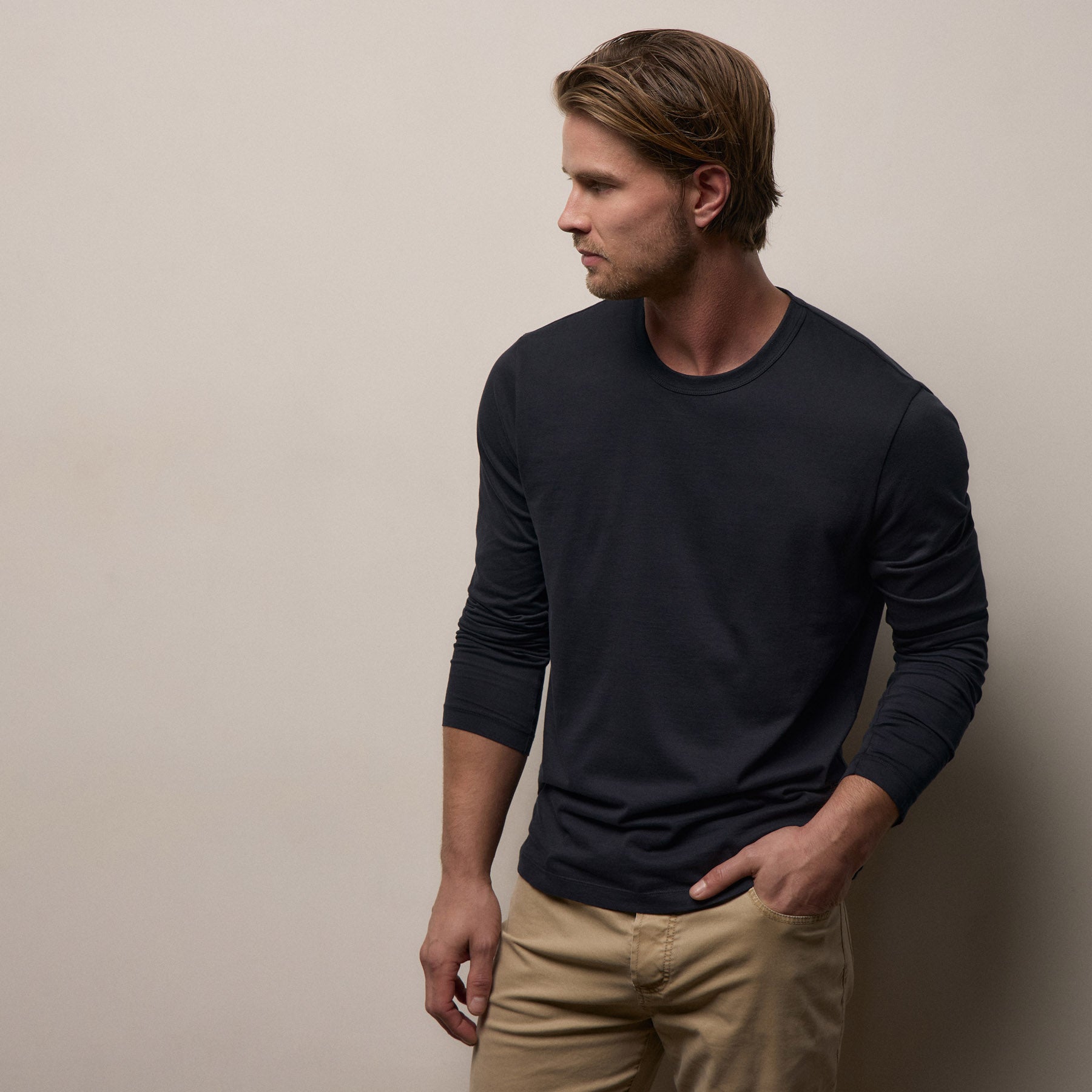 Brushed Lotus Long Sleeve Crew - Deep