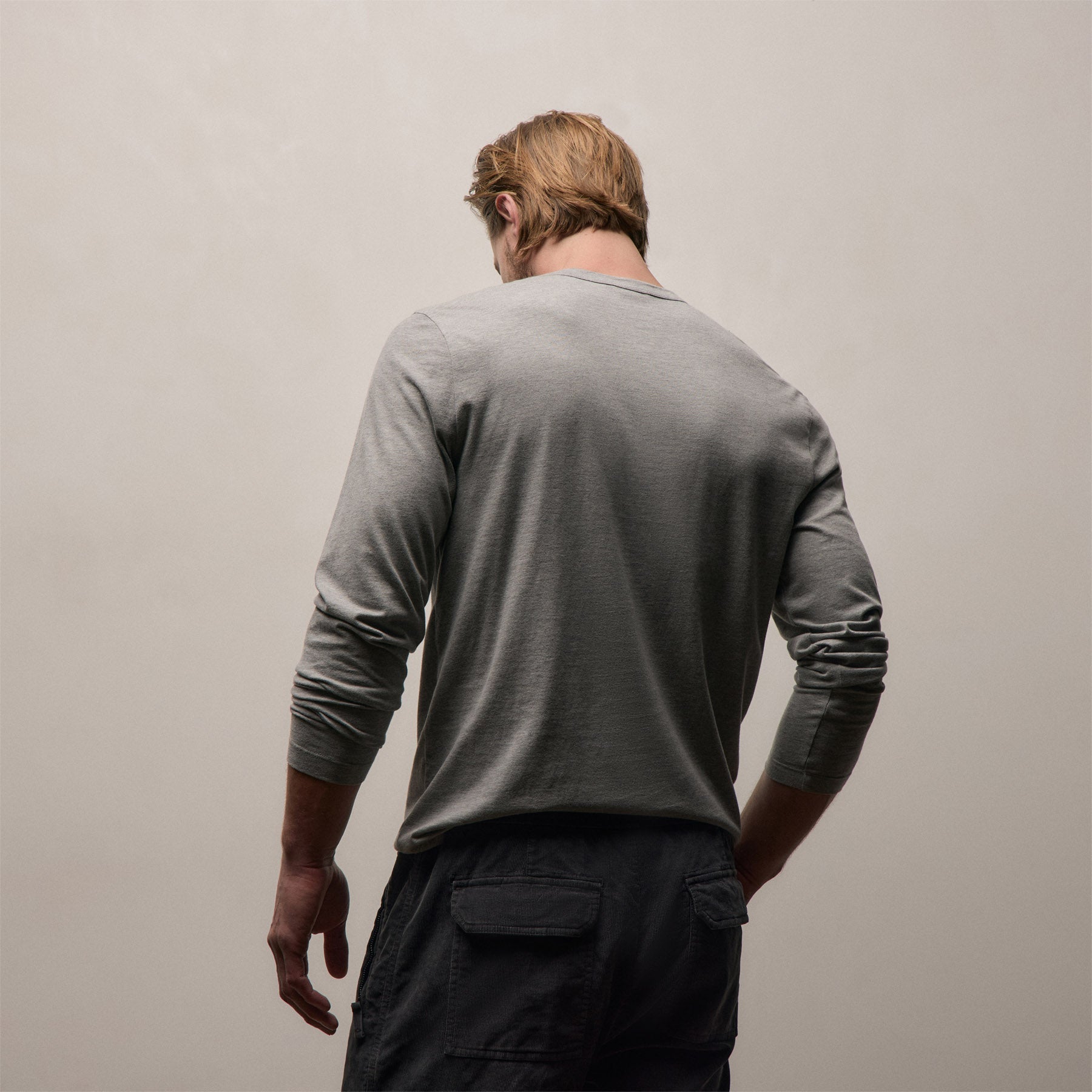 Brushed Lotus Long Sleeve Crew - Heather Grey