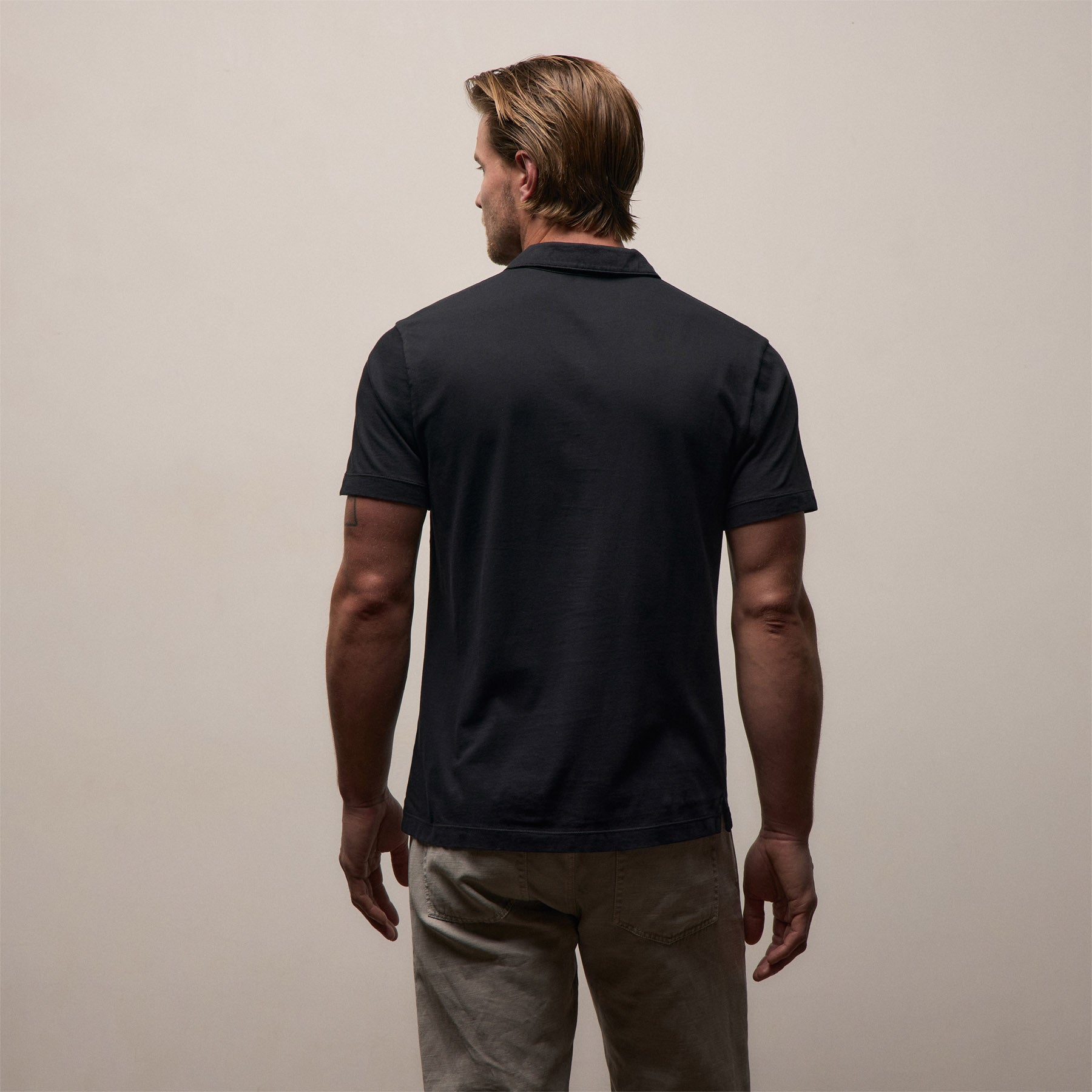 Brushed Lotus Polo - Black