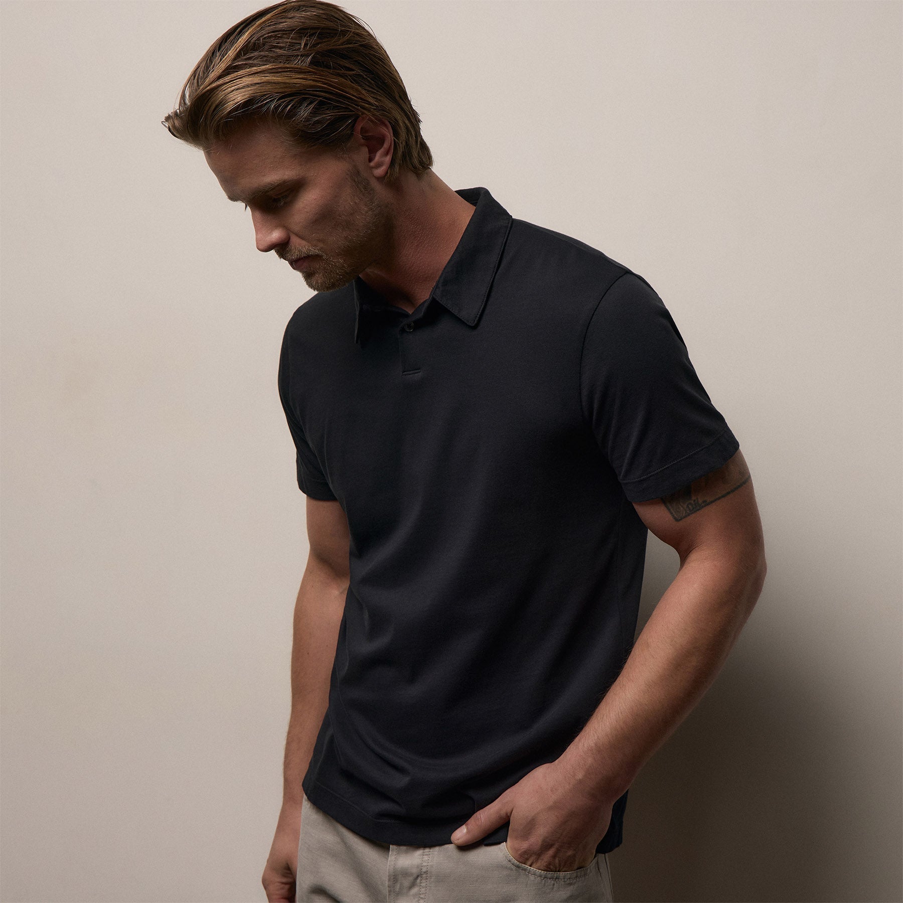 Brushed Lotus Polo - Black