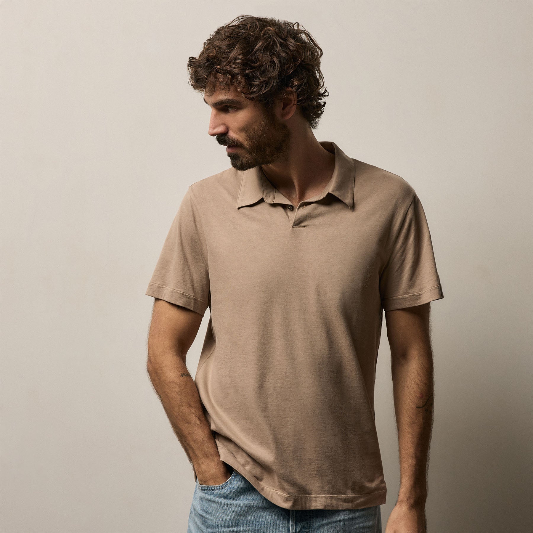 Brushed Lotus Polo - Coffee