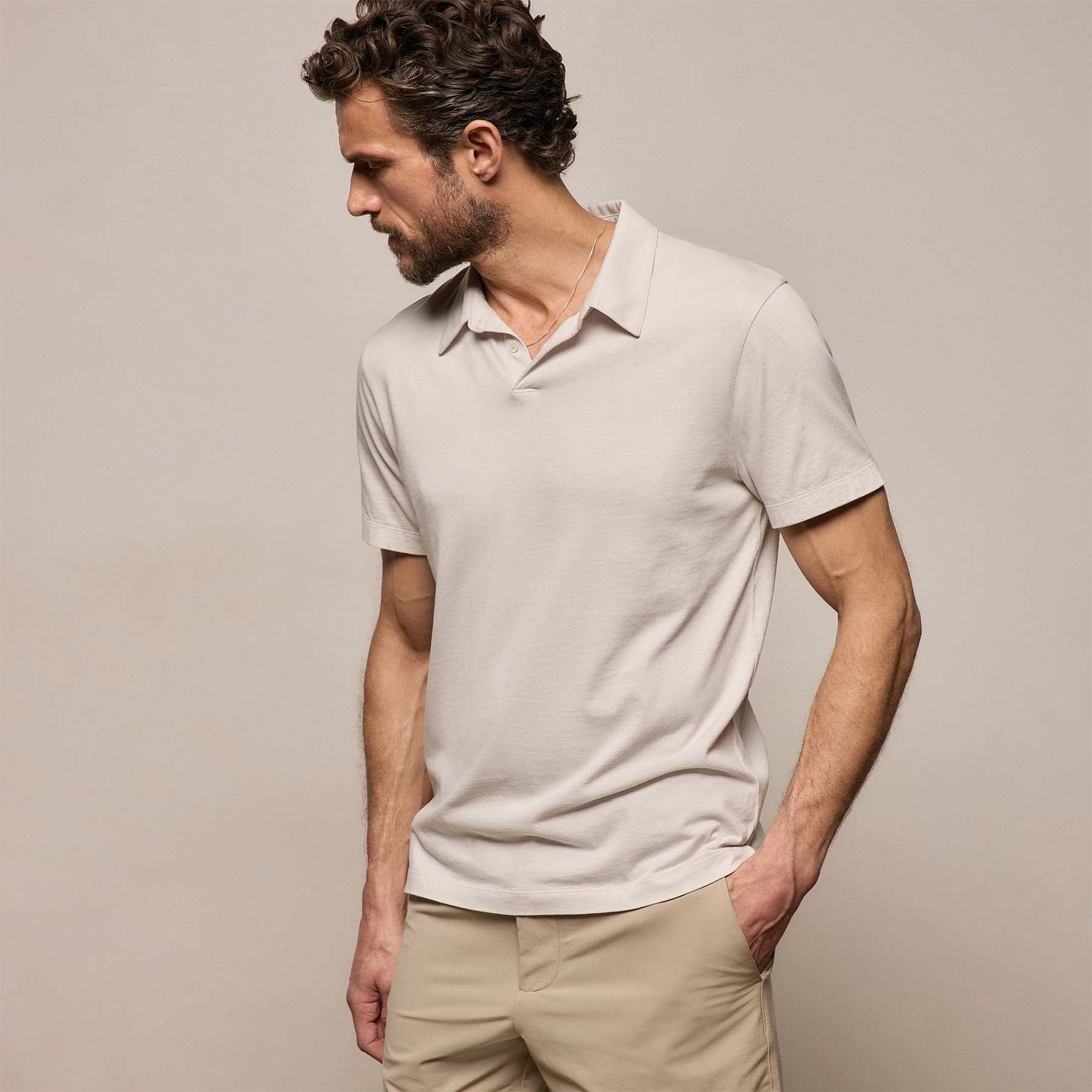 Brushed Lotus Polo - Pearl