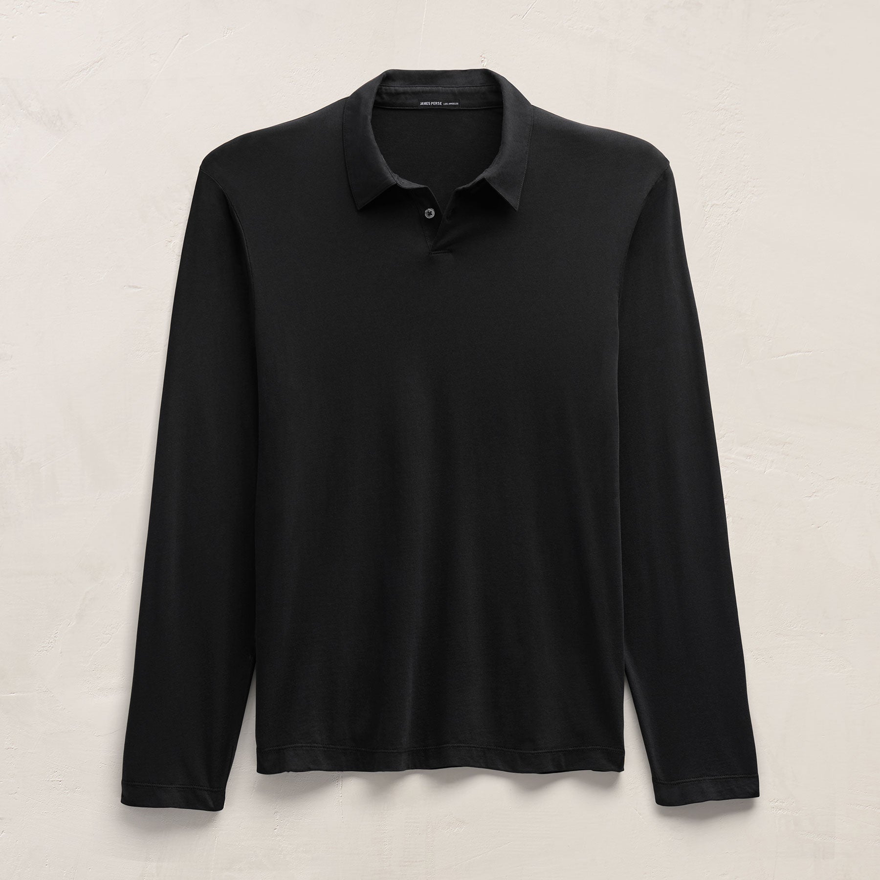 Brushed Lotus Long Sleeve Polo - Black