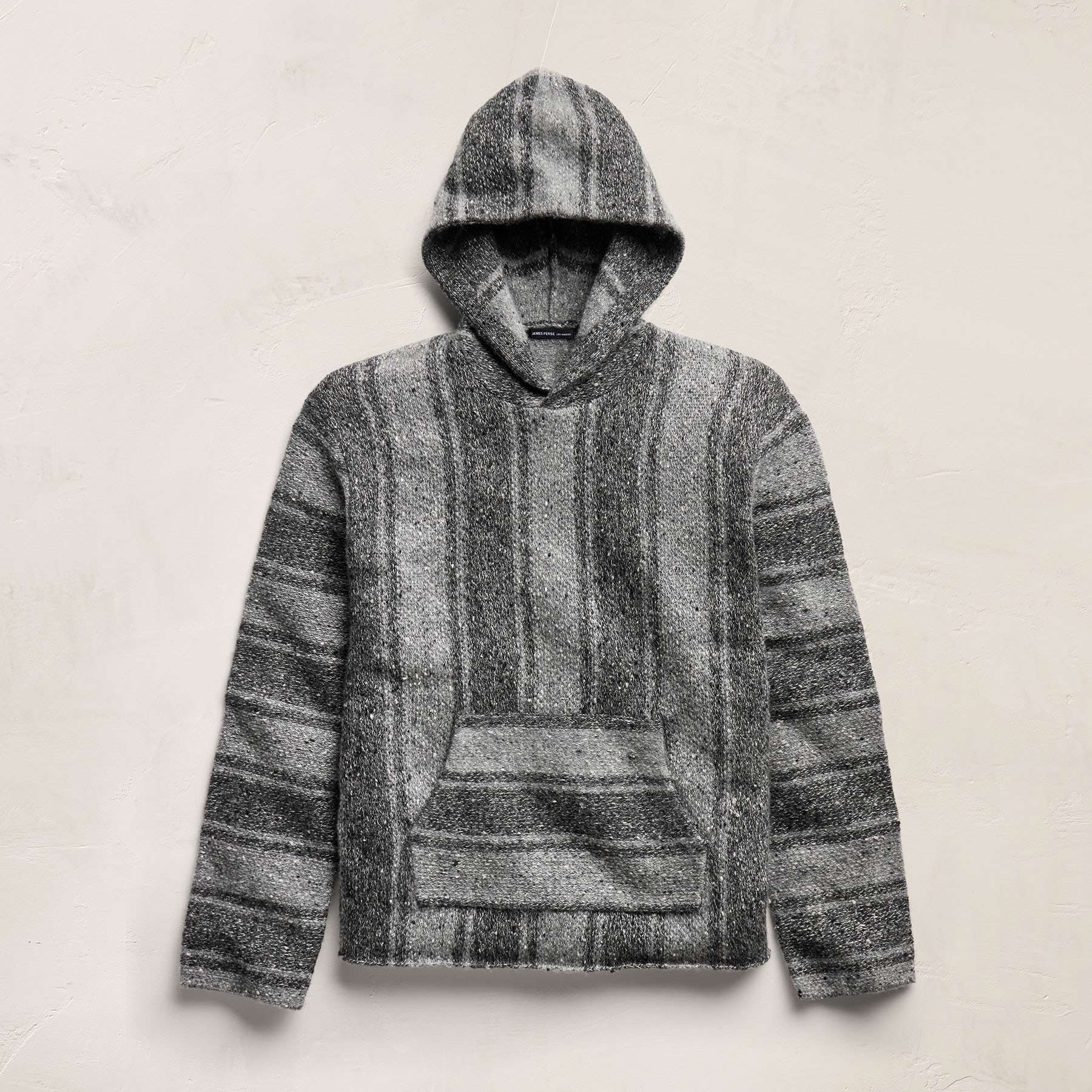 Baja Stripe Cashmere Hoodie - Charcoal/Heather Grey