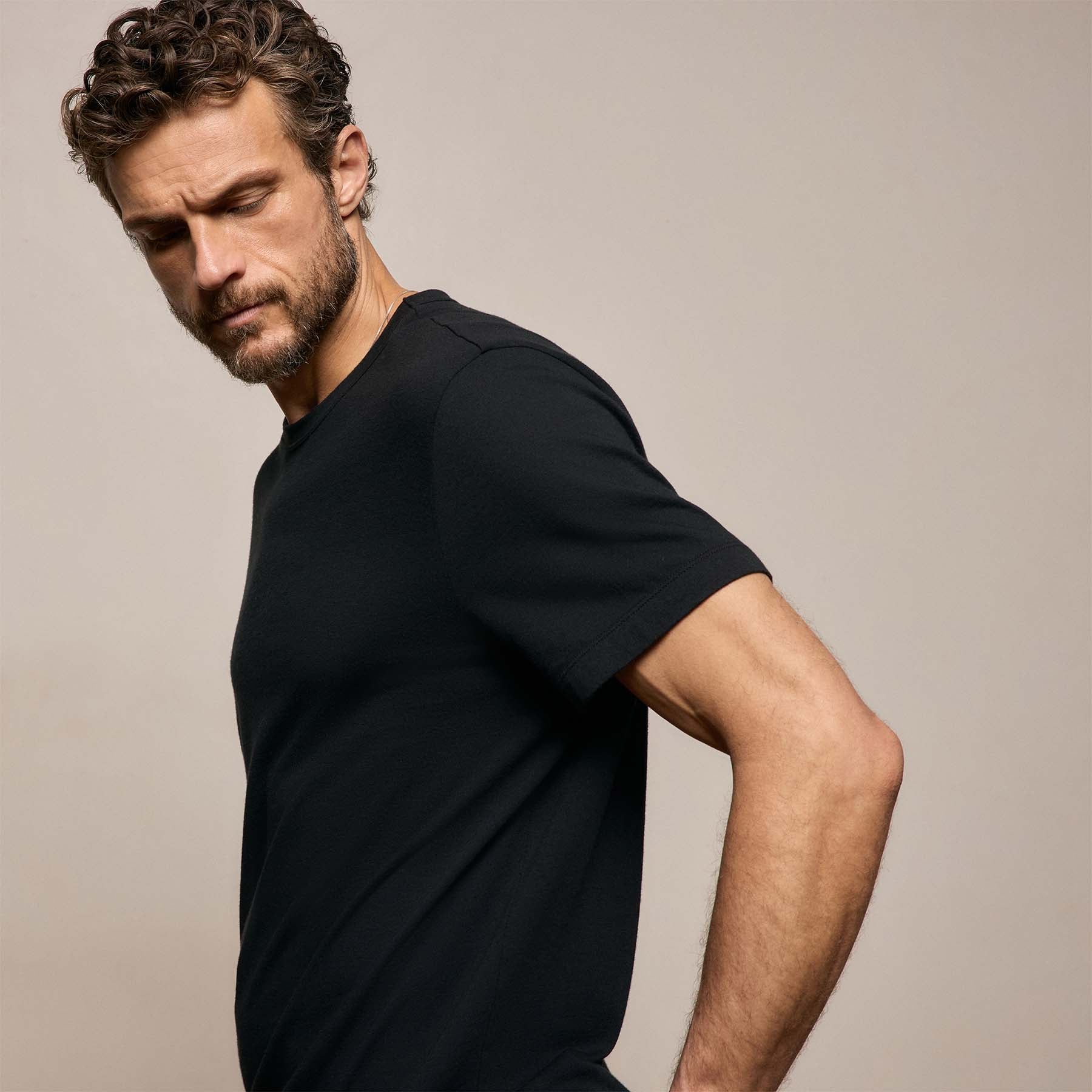 Cotton Cashmere Short Sleeve Tee - Black