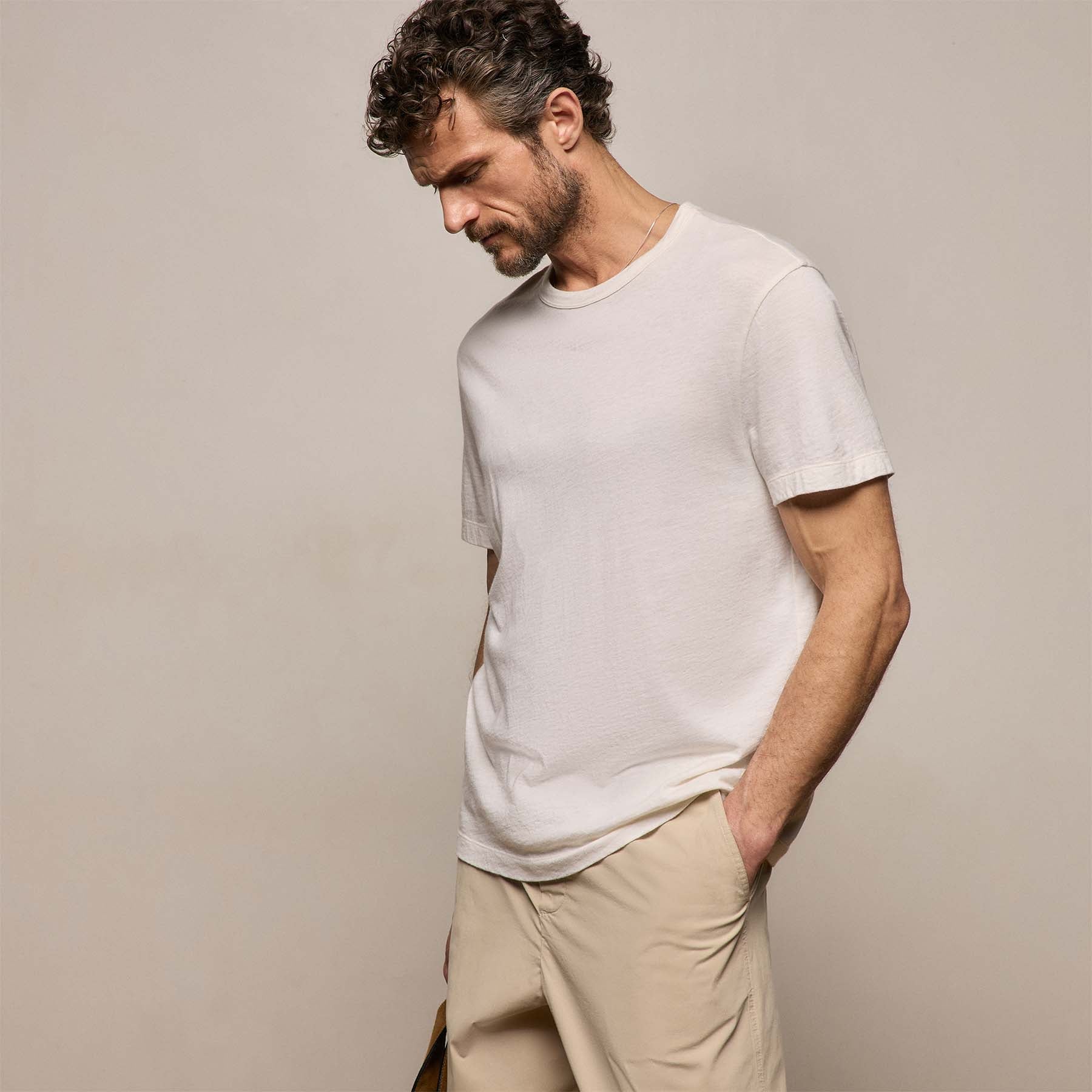 Cotton Cashmere Short Sleeve Tee - White