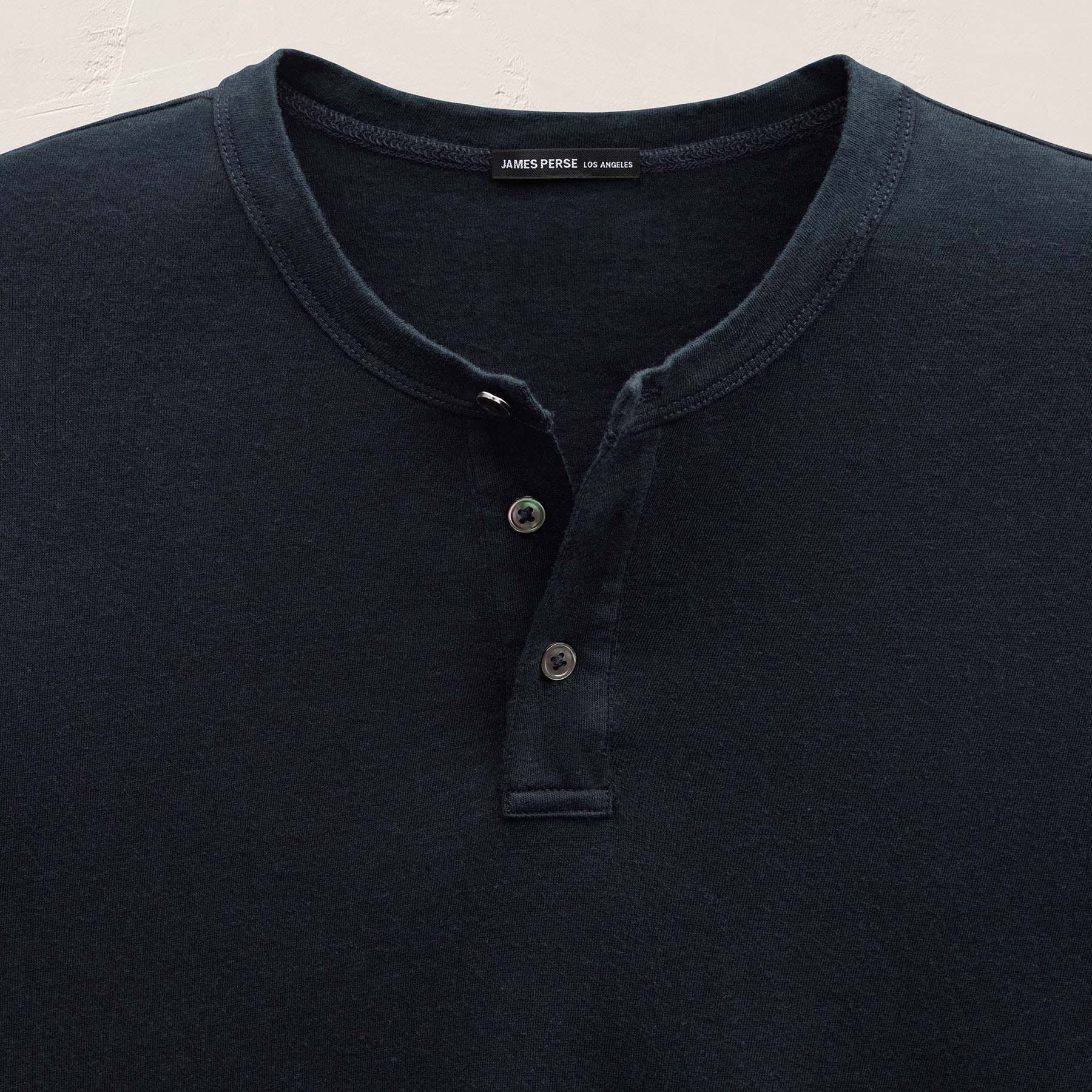 Cotton Cashmere Long Sleeve Henley - Blue Noir