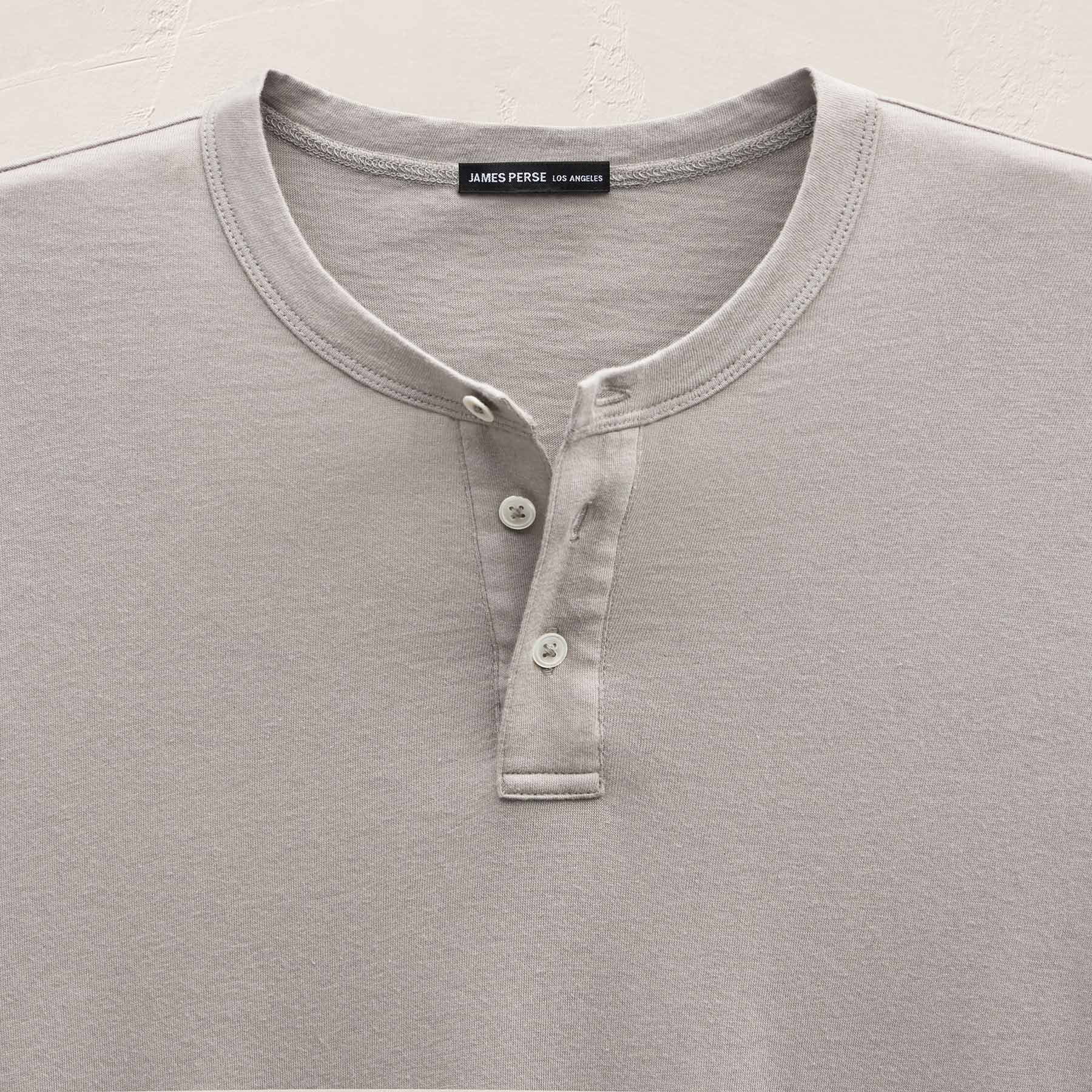 Cotton Cashmere Long Sleeve Henley - Fog