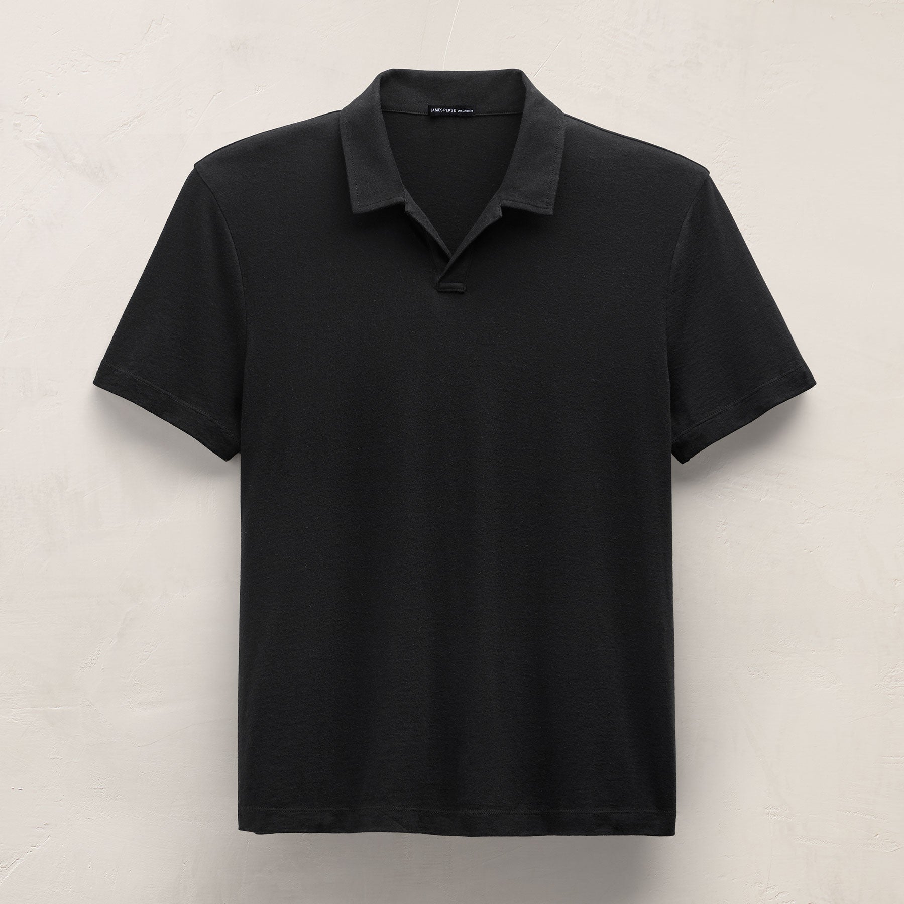 Cotton Cashmere Open Polo - Black