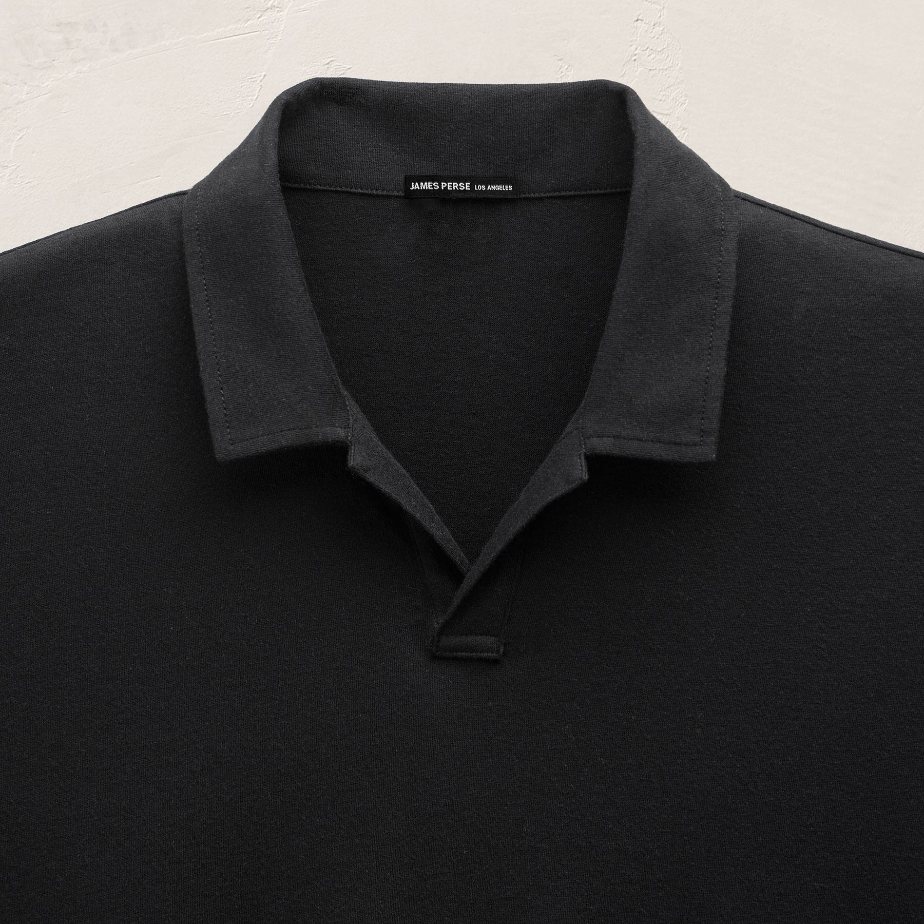 Cotton Cashmere Open Polo - Black