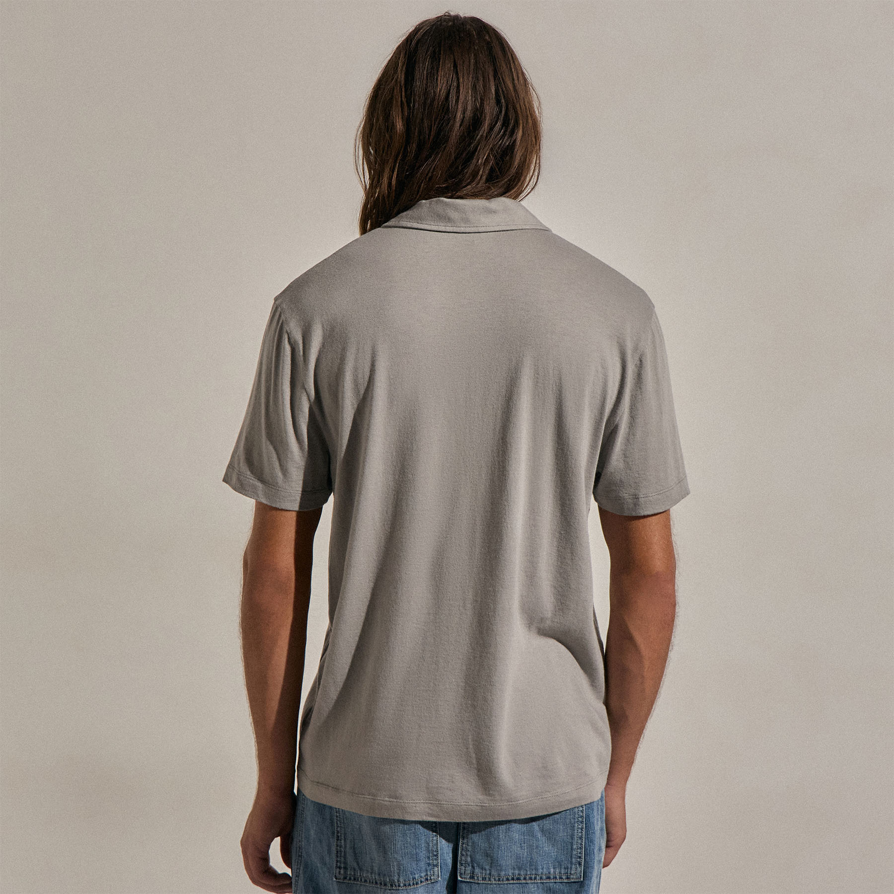 Cotton Cashmere Open Polo - Fog