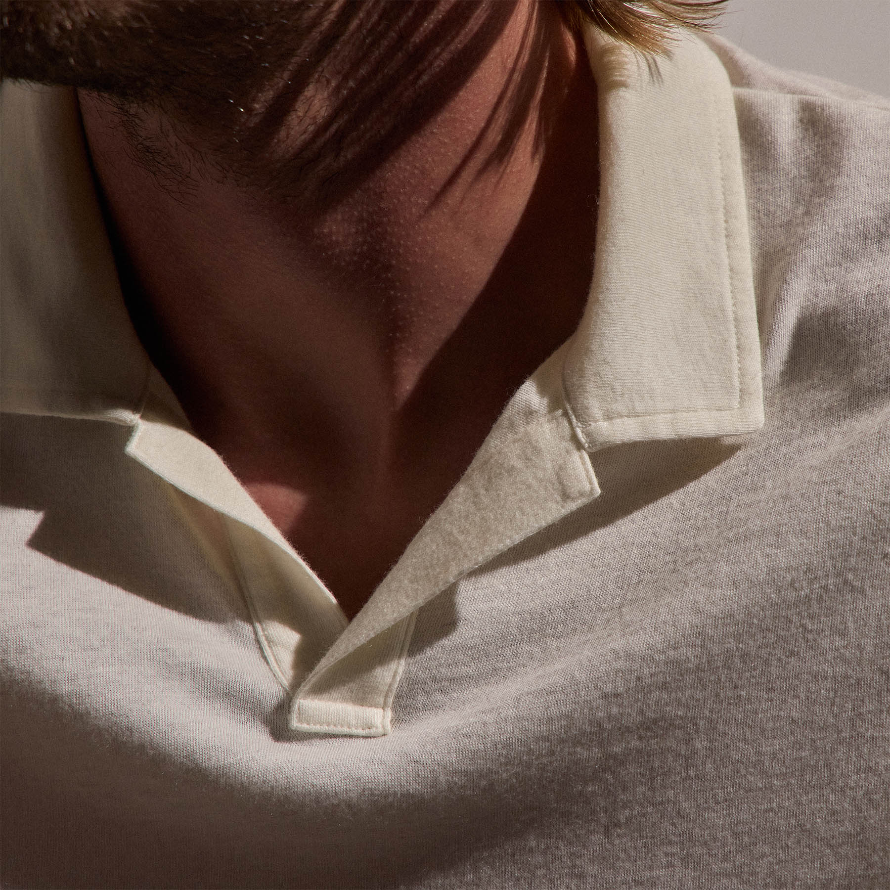 Cotton Cashmere Open Polo - White