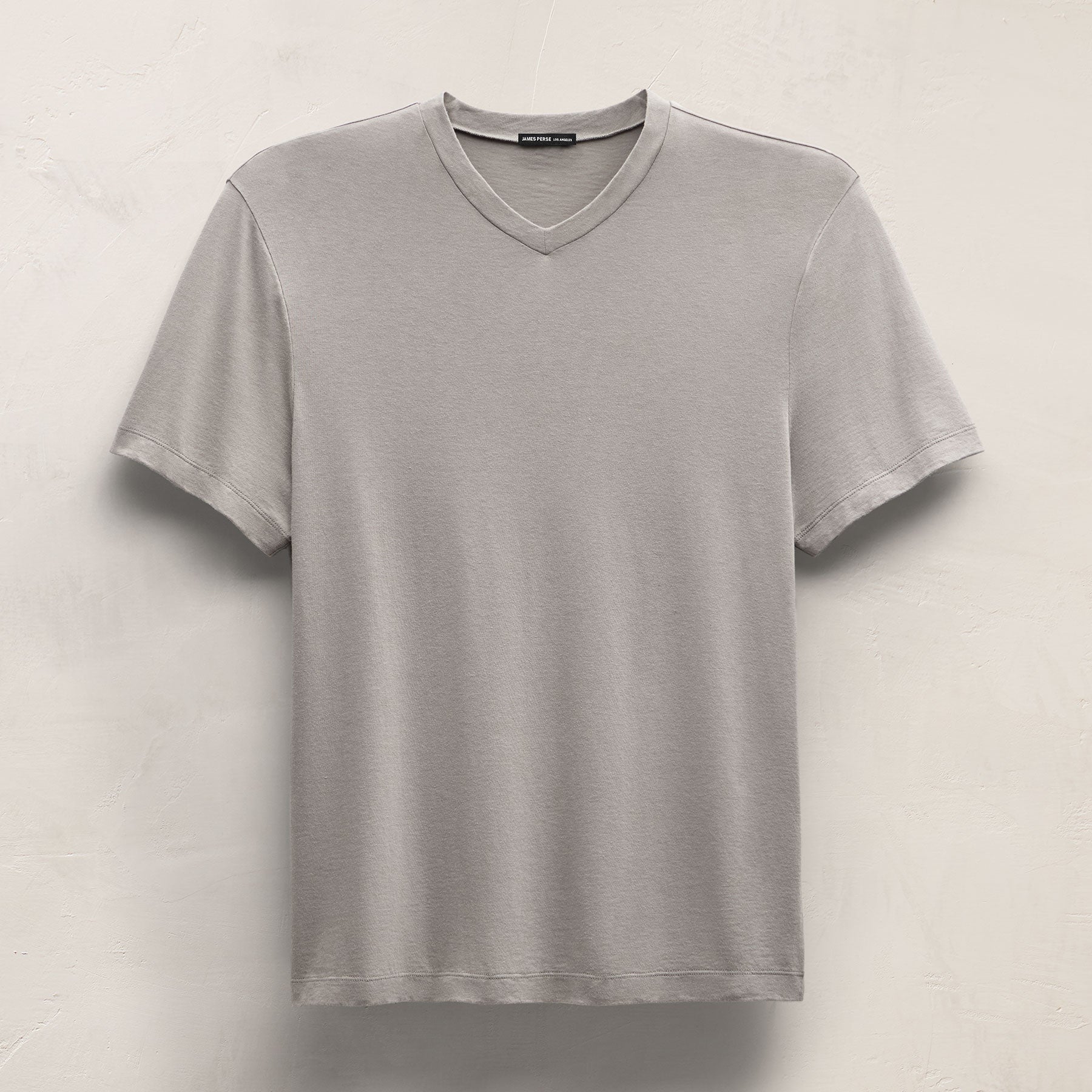 Cotton Cashmere Short Sleeve V Neck - Fog
