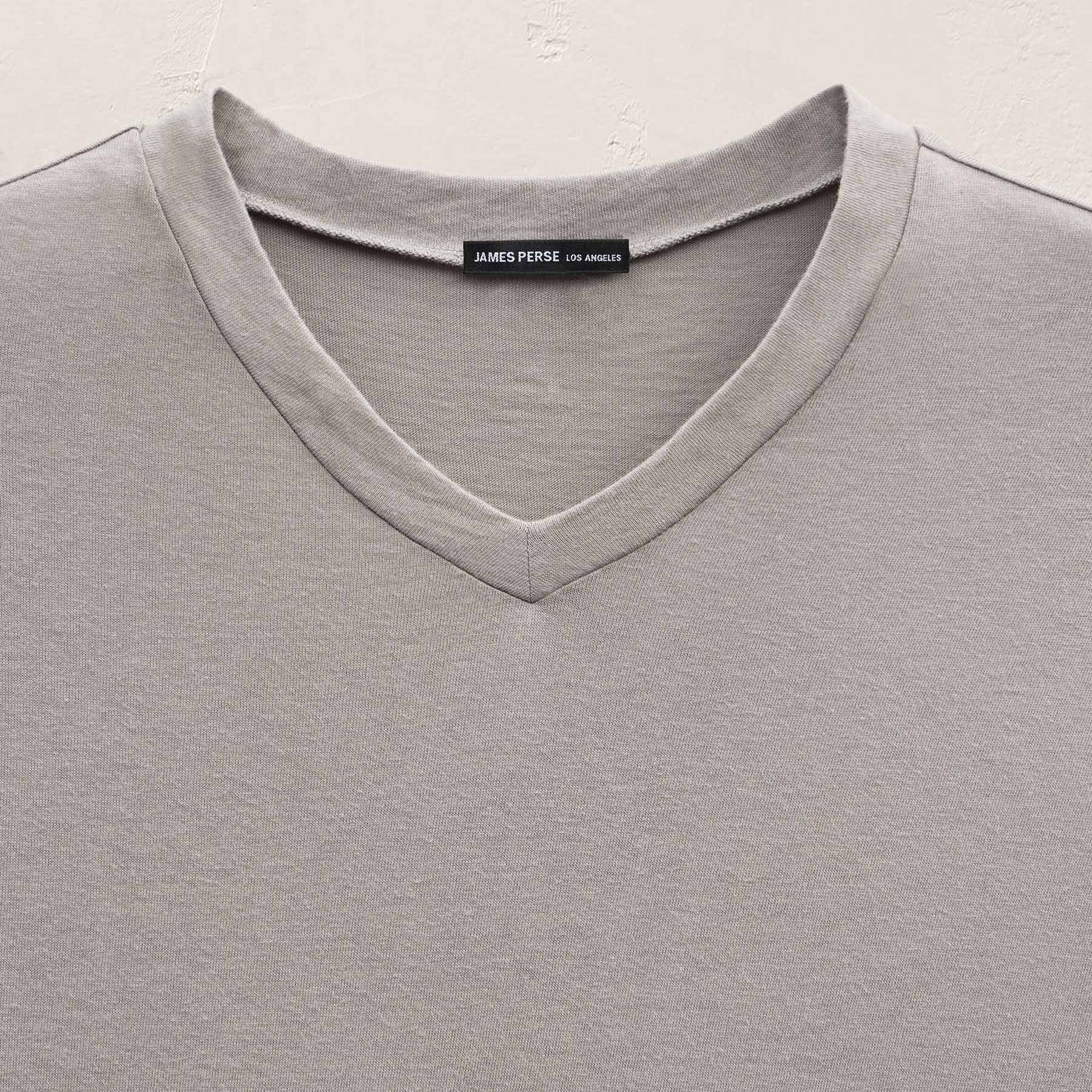 Cotton Cashmere Short Sleeve V Neck - Fog