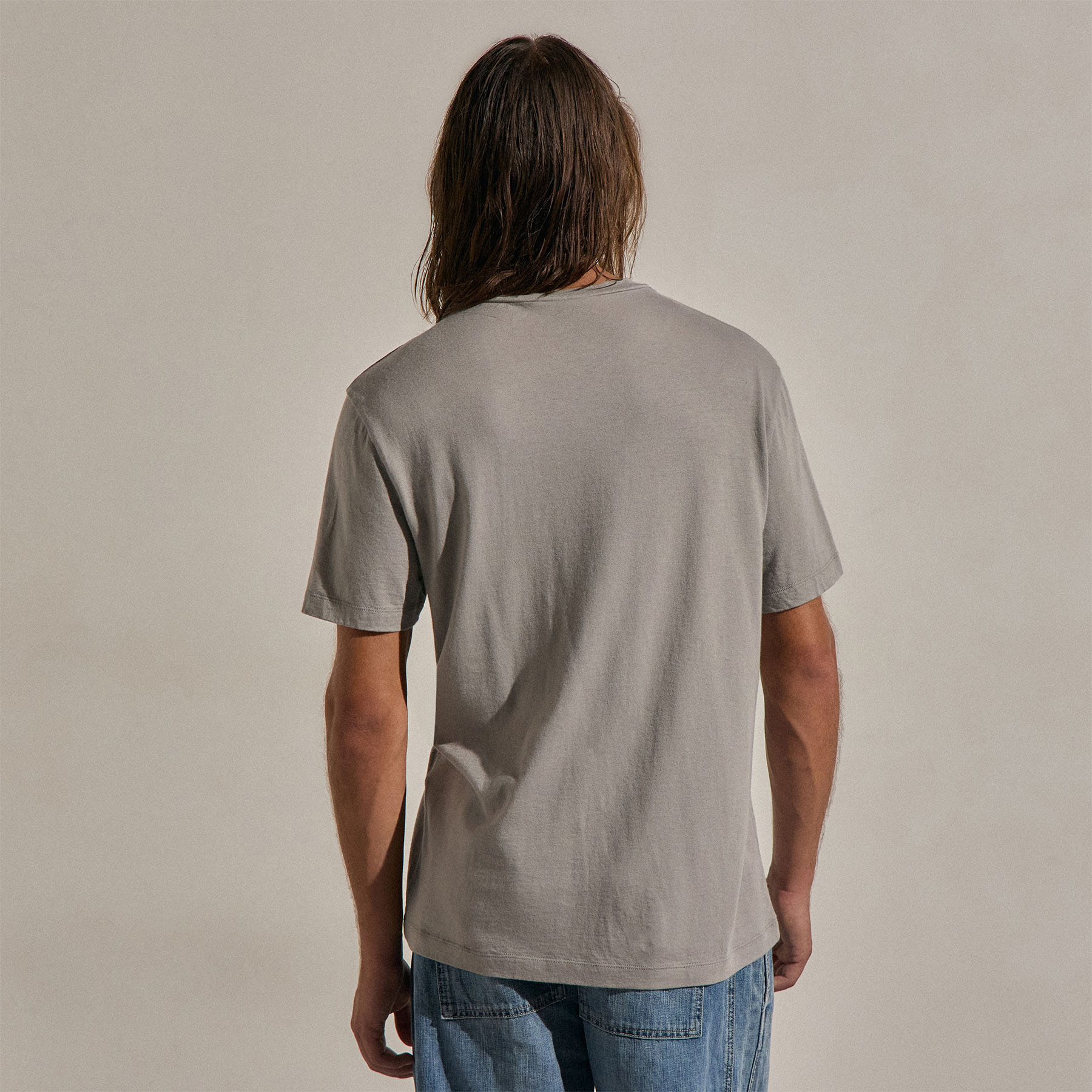 Cotton Cashmere Short Sleeve V Neck - Fog