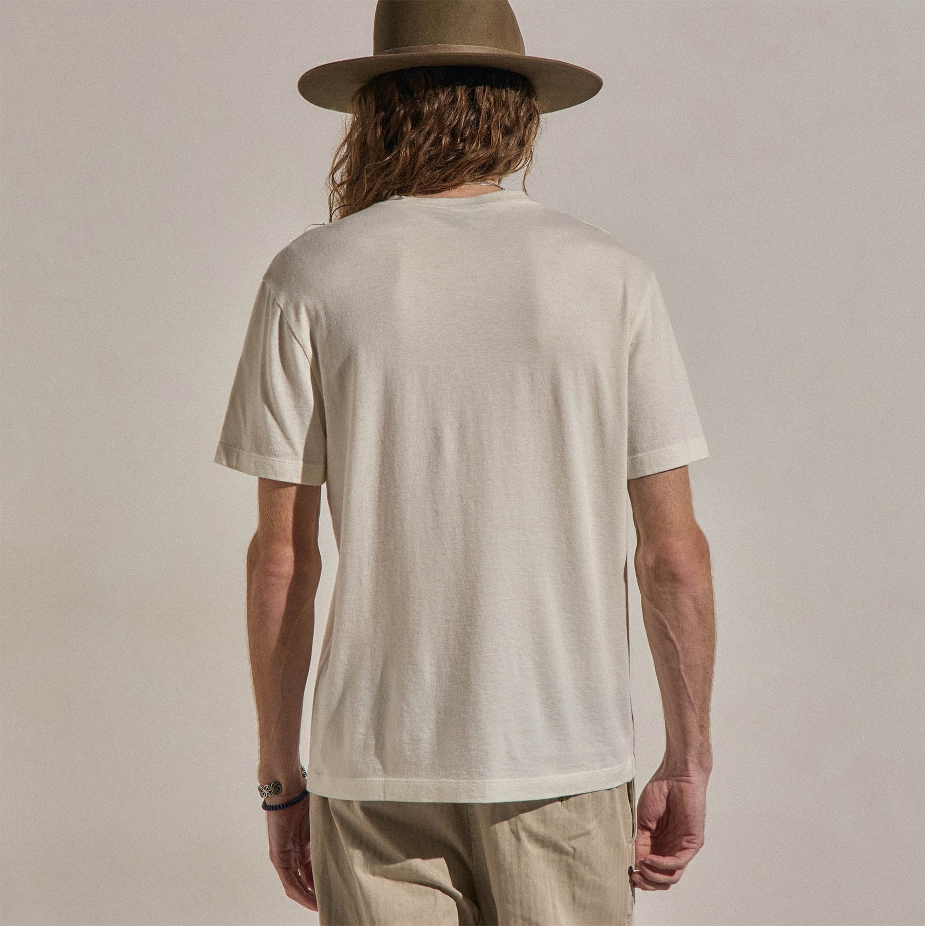 Cotton Cashmere Short Sleeve V Neck - White