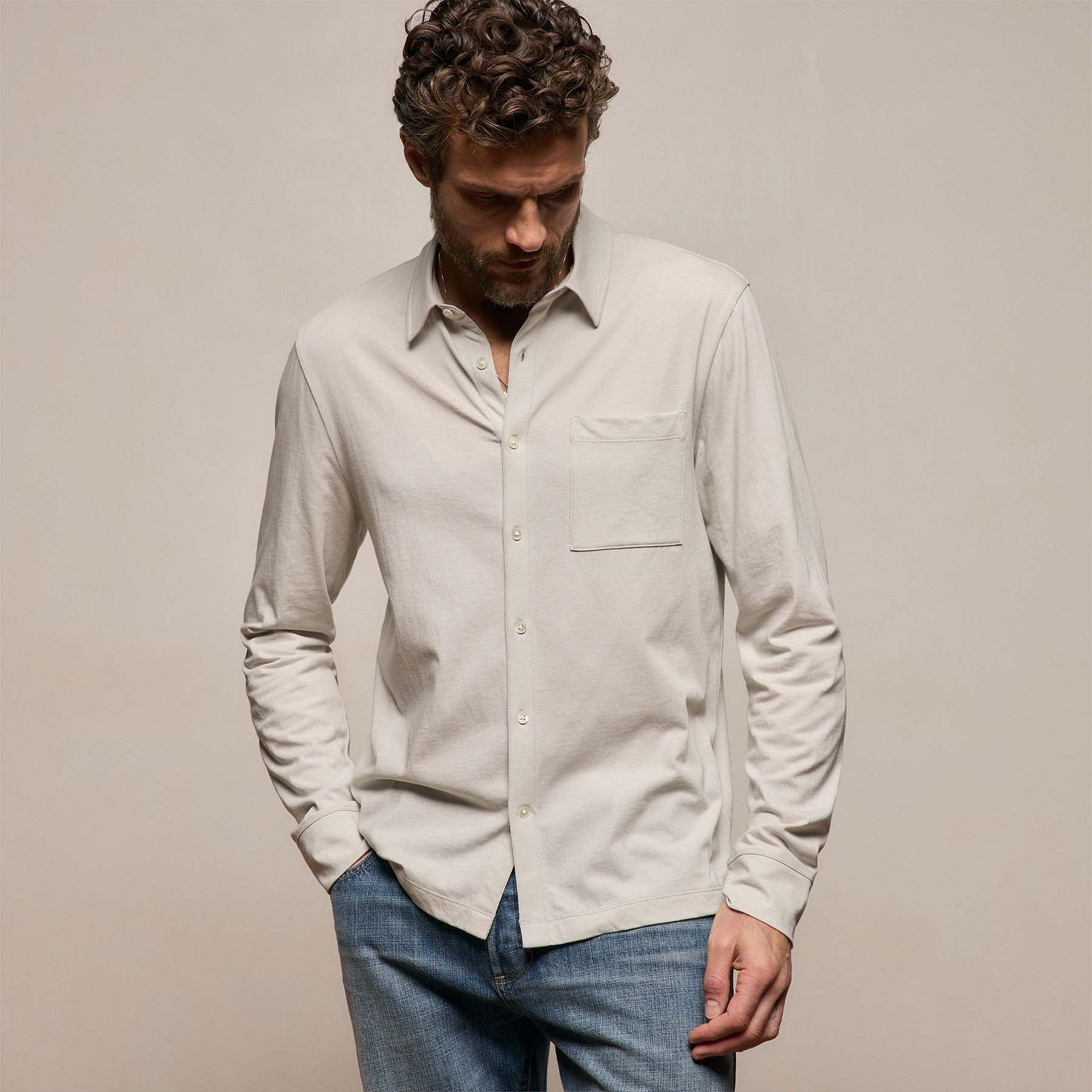 Clean Finish Jersey Shirt - Pearl