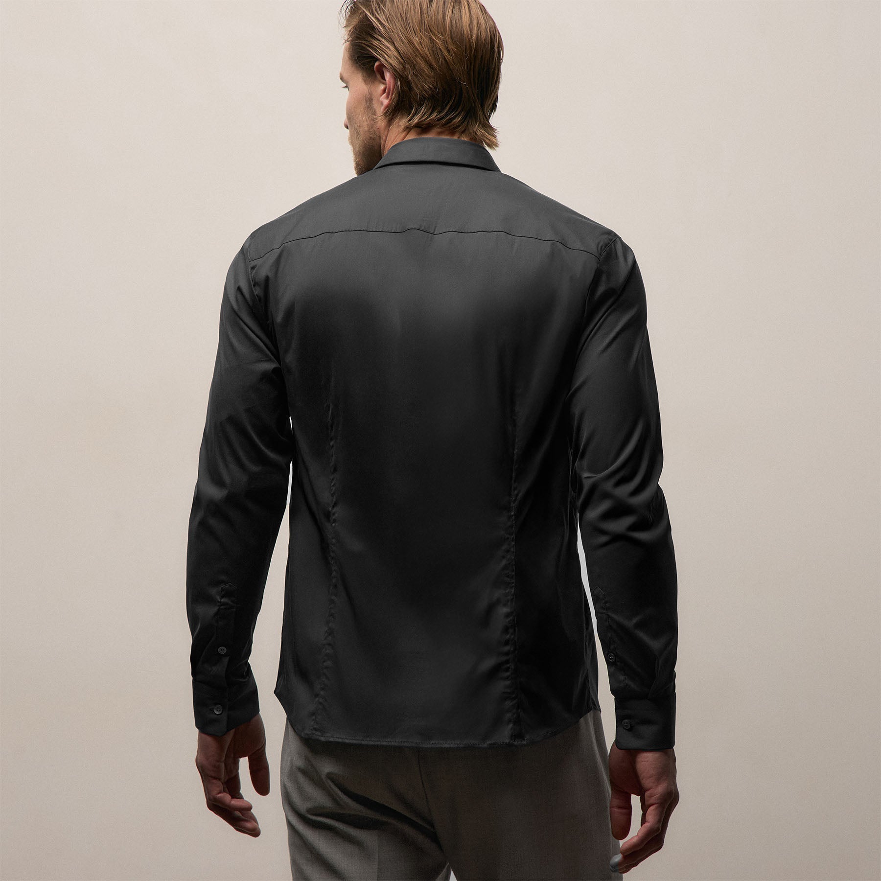 Matte Stretch Poplin Dress Shirt - Black
