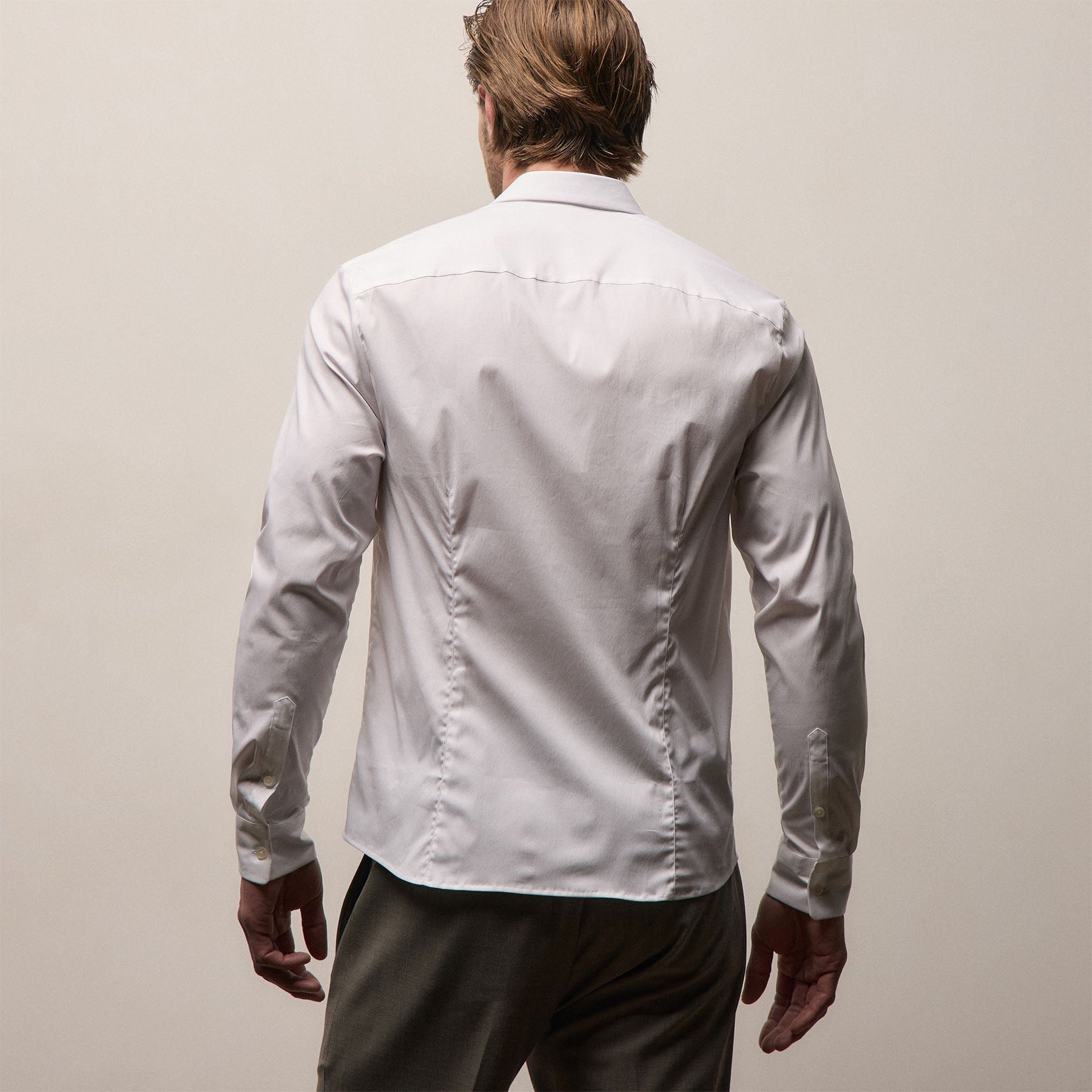 Matte Stretch Poplin Dress Shirt - White