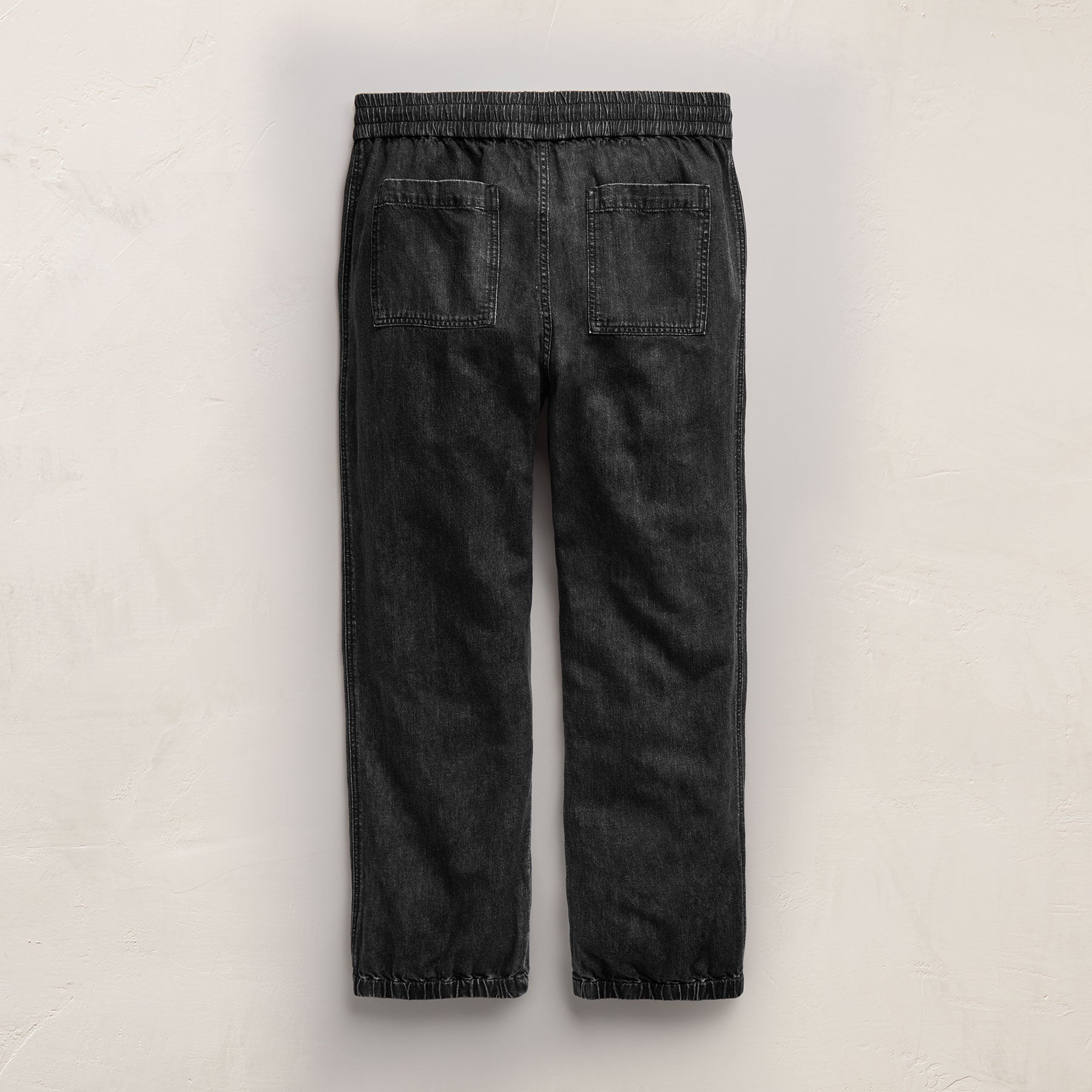 Linen Denim Drawstring Jogger - Black Wash