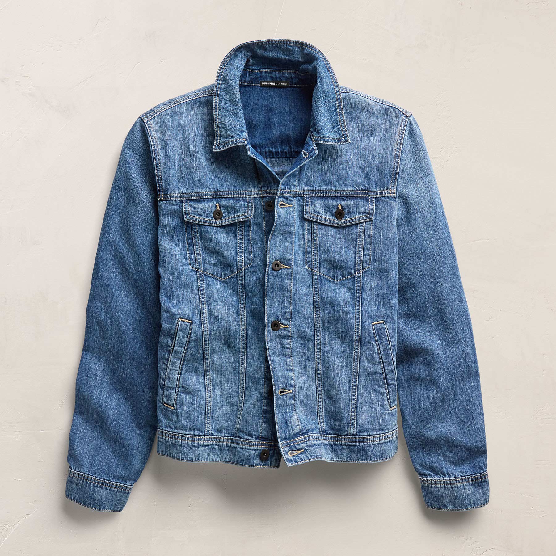Linen Denim Trucker Jacket - Medium Wash