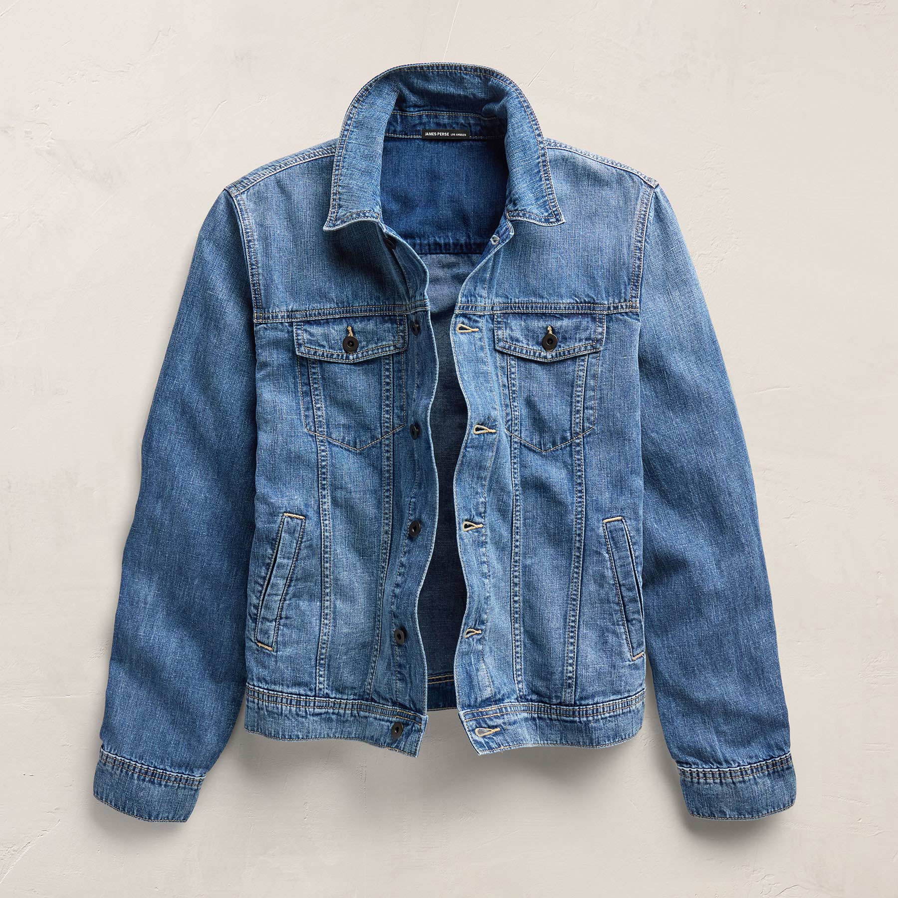 Linen Denim Trucker Jacket - Medium Wash