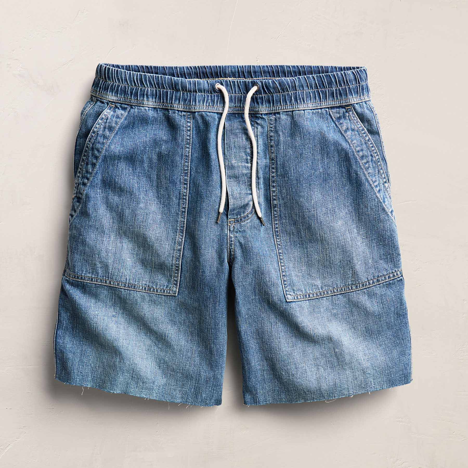 Linen Denim Drawstring Short - Blue Wash