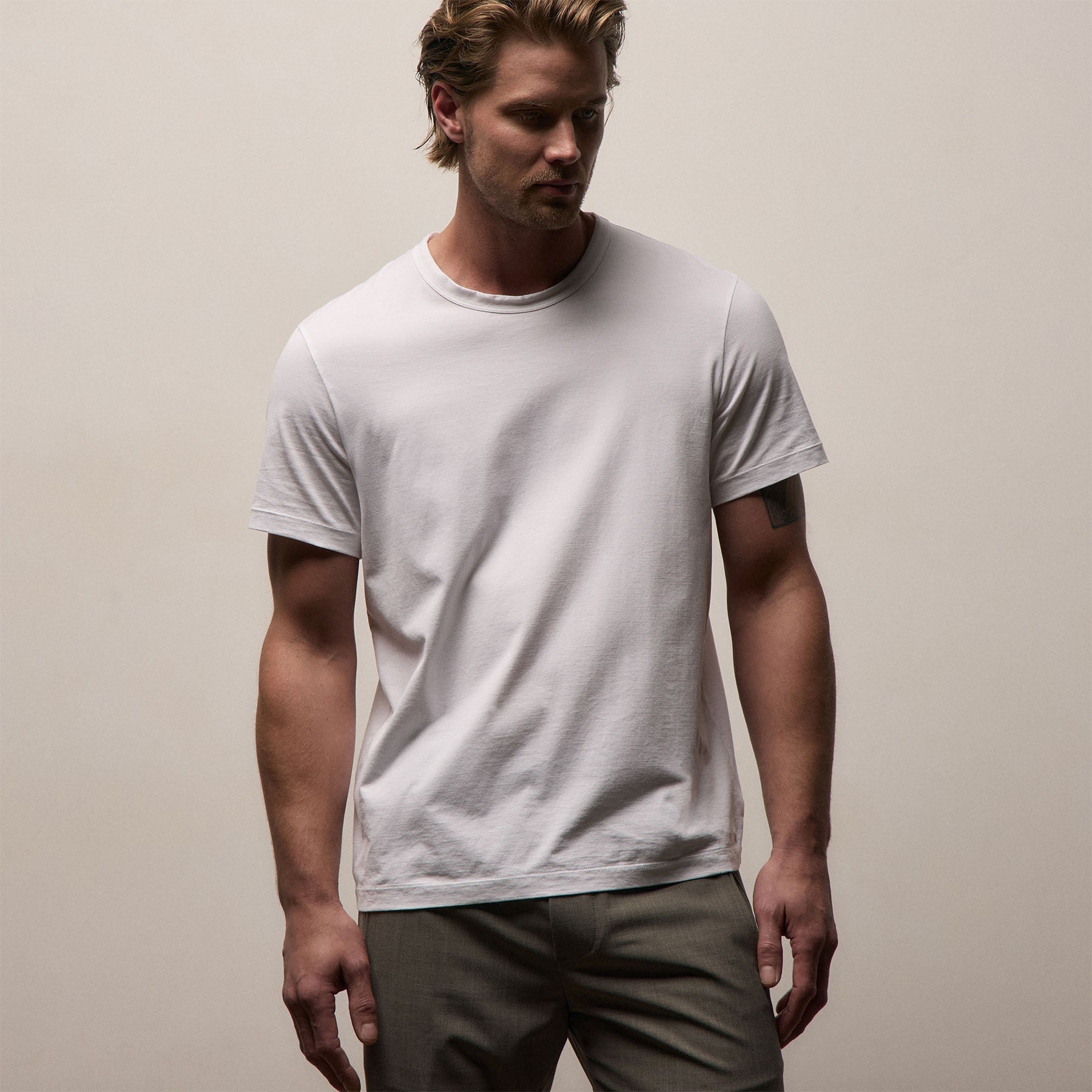 Lotus Jersey Double Ply Crew - White