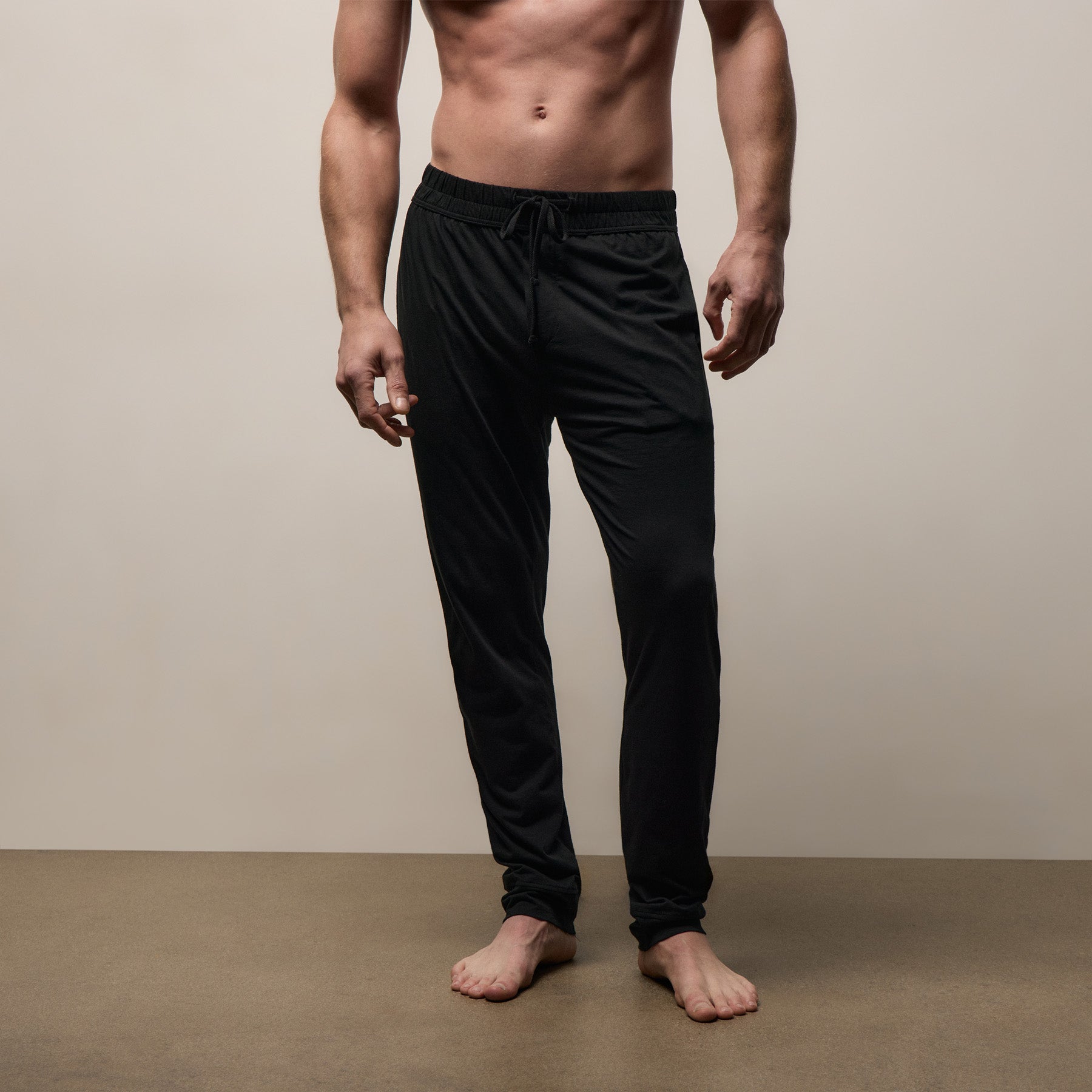 Luxe Lotus Jersey Tapered Lounge Pant - Black