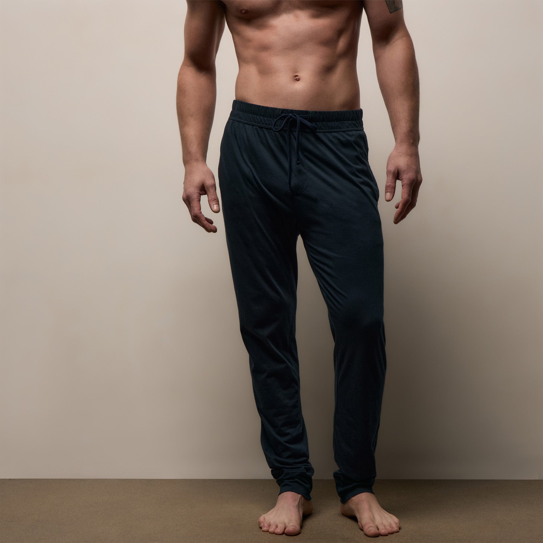 Luxe Lotus Jersey Tapered Lounge Pant - French Navy