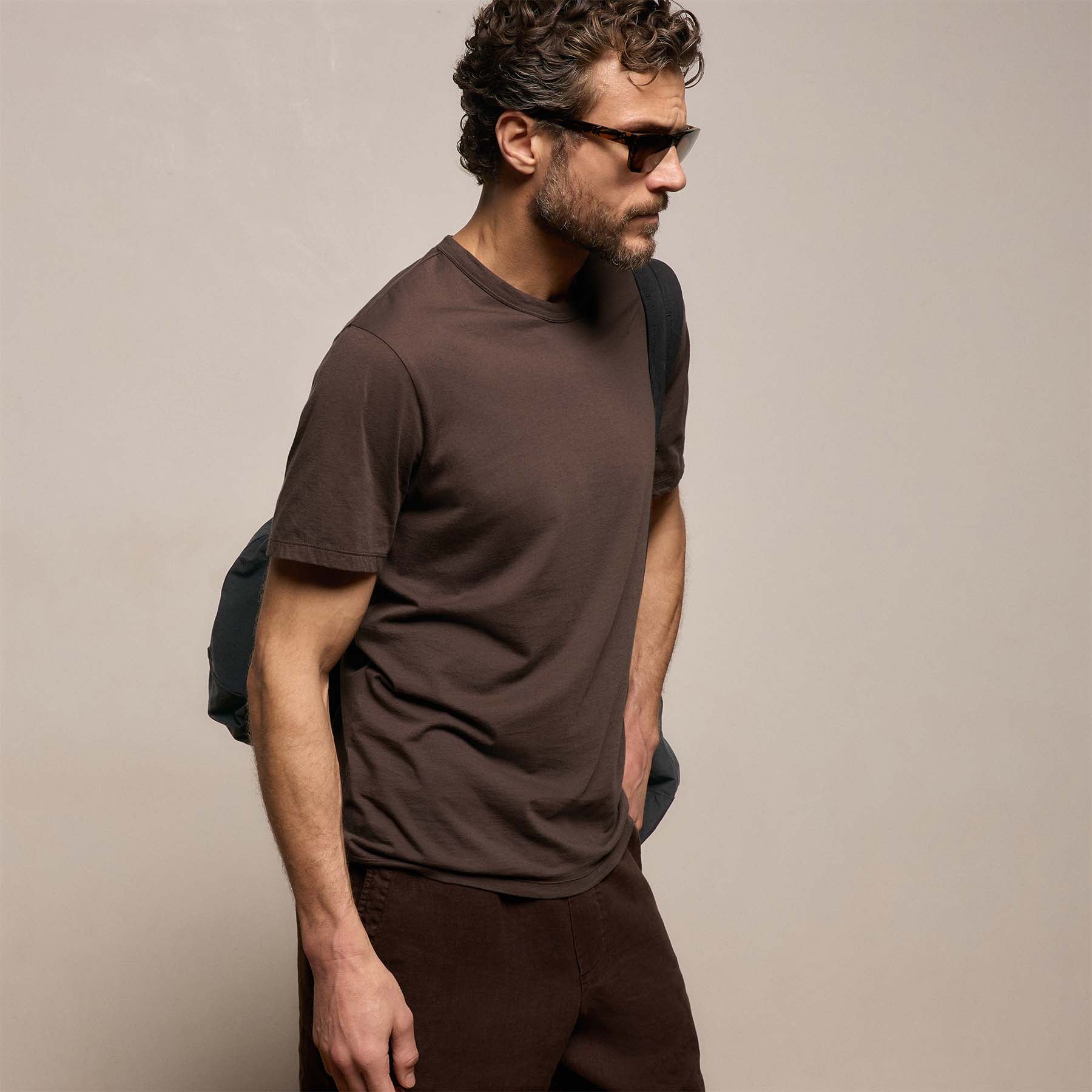 Luxe Lotus Jersey Tee - Bark