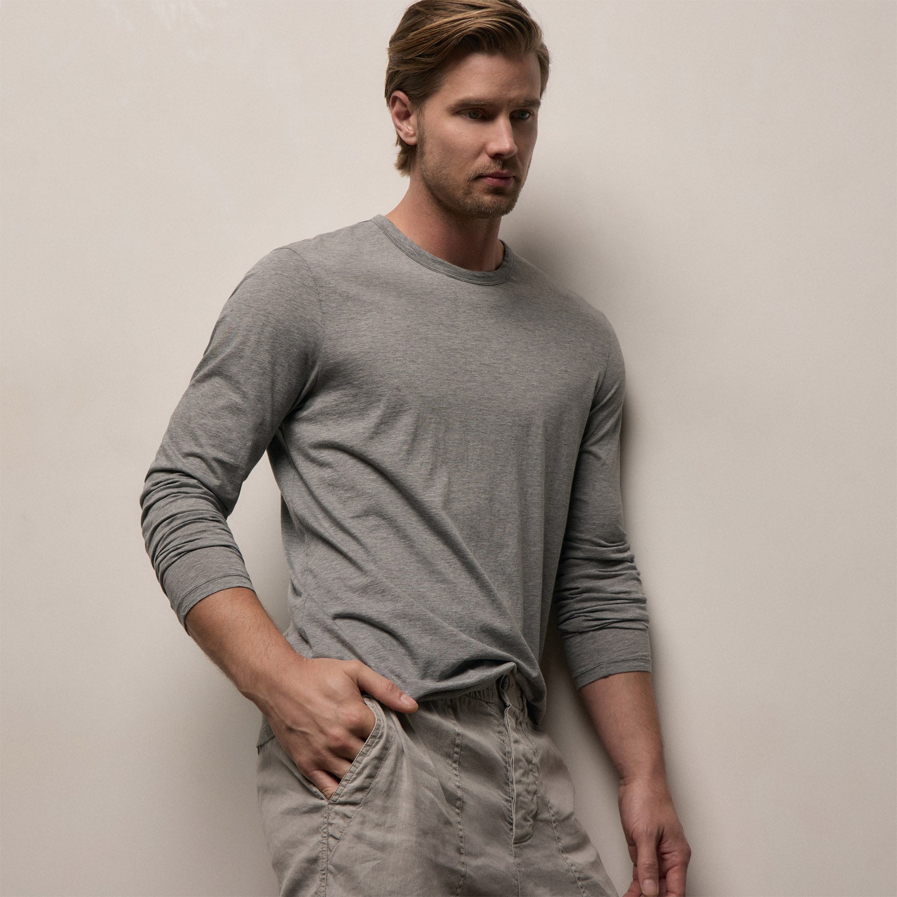 Luxe Lotus Jersey Long Sleeve - Heather Grey