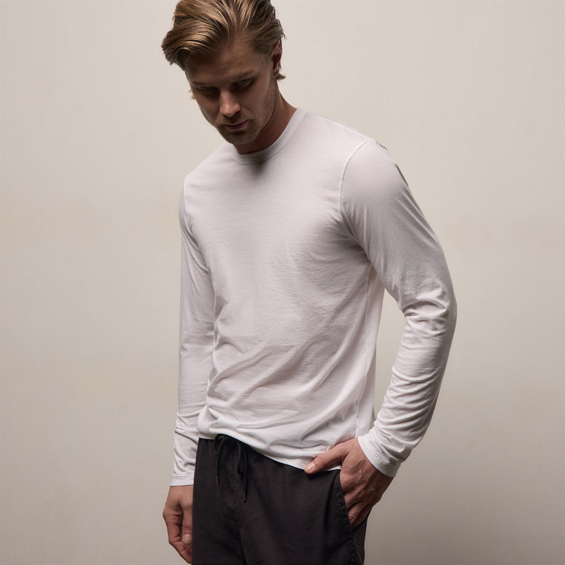 Luxe Lotus Jersey Long Sleeve - White