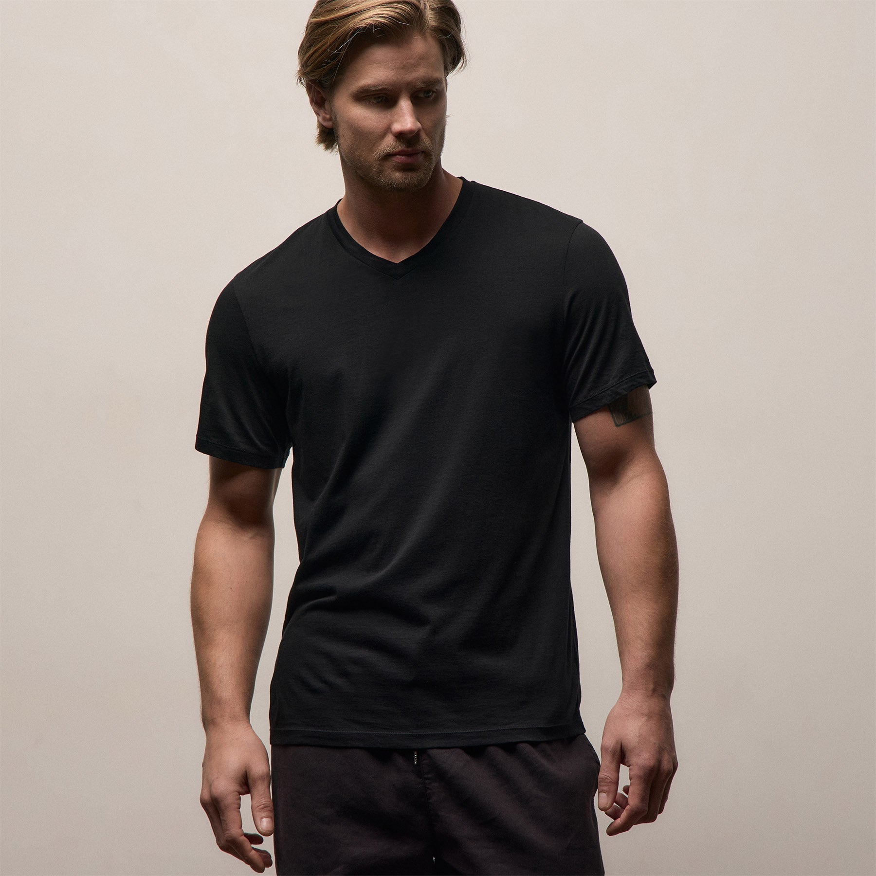 3 Pack Luxe Lotus Jersey V Neck Tee - Black
