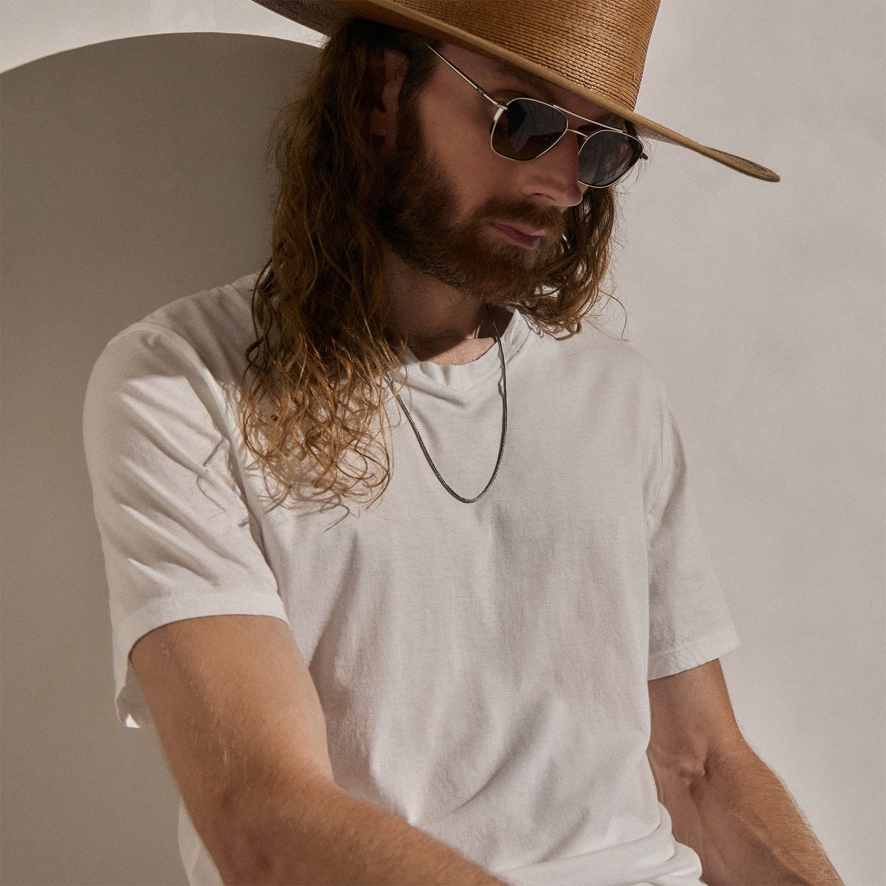 Luxe Lotus Jersey V Neck - White