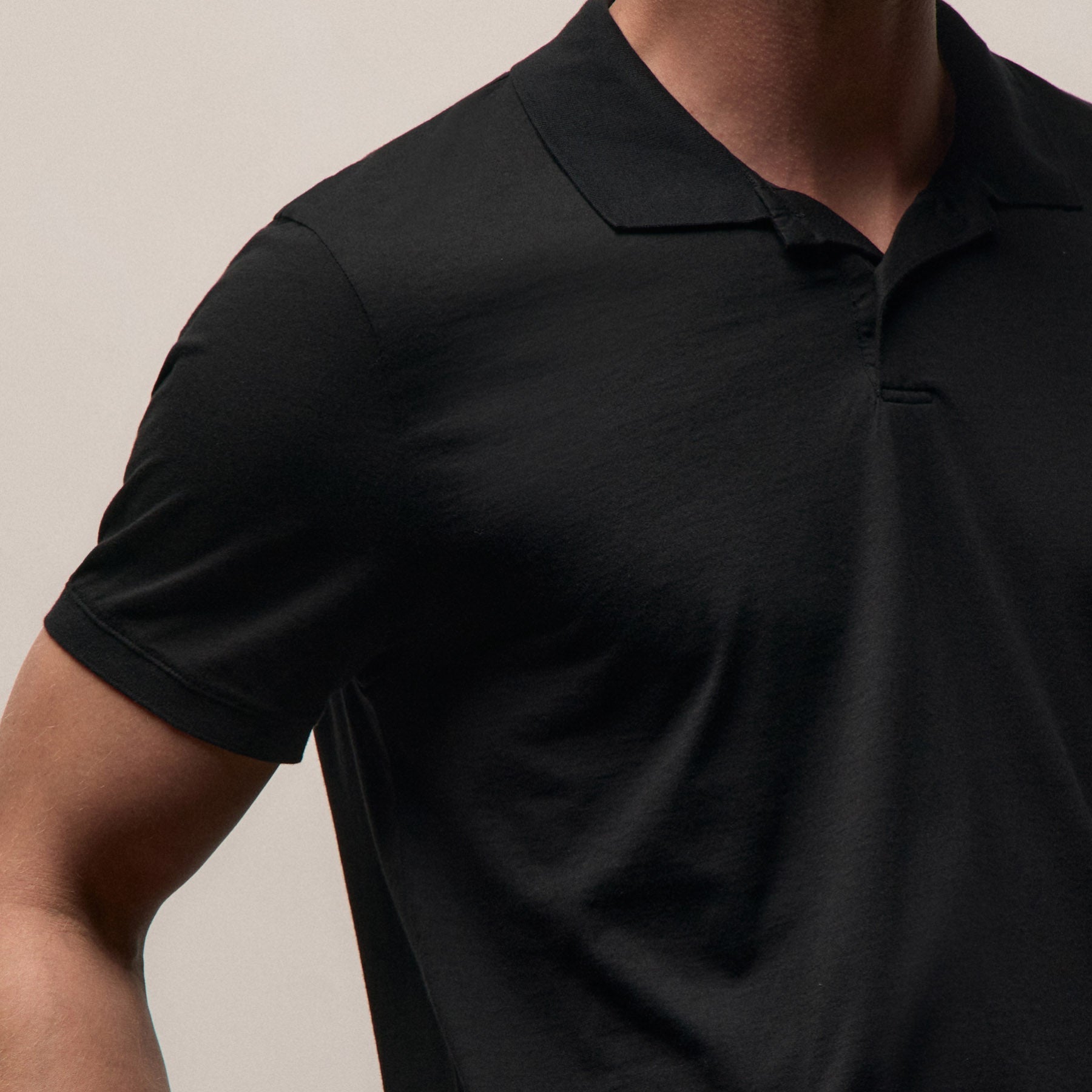 Luxe Lotus Jersey Polo - Black