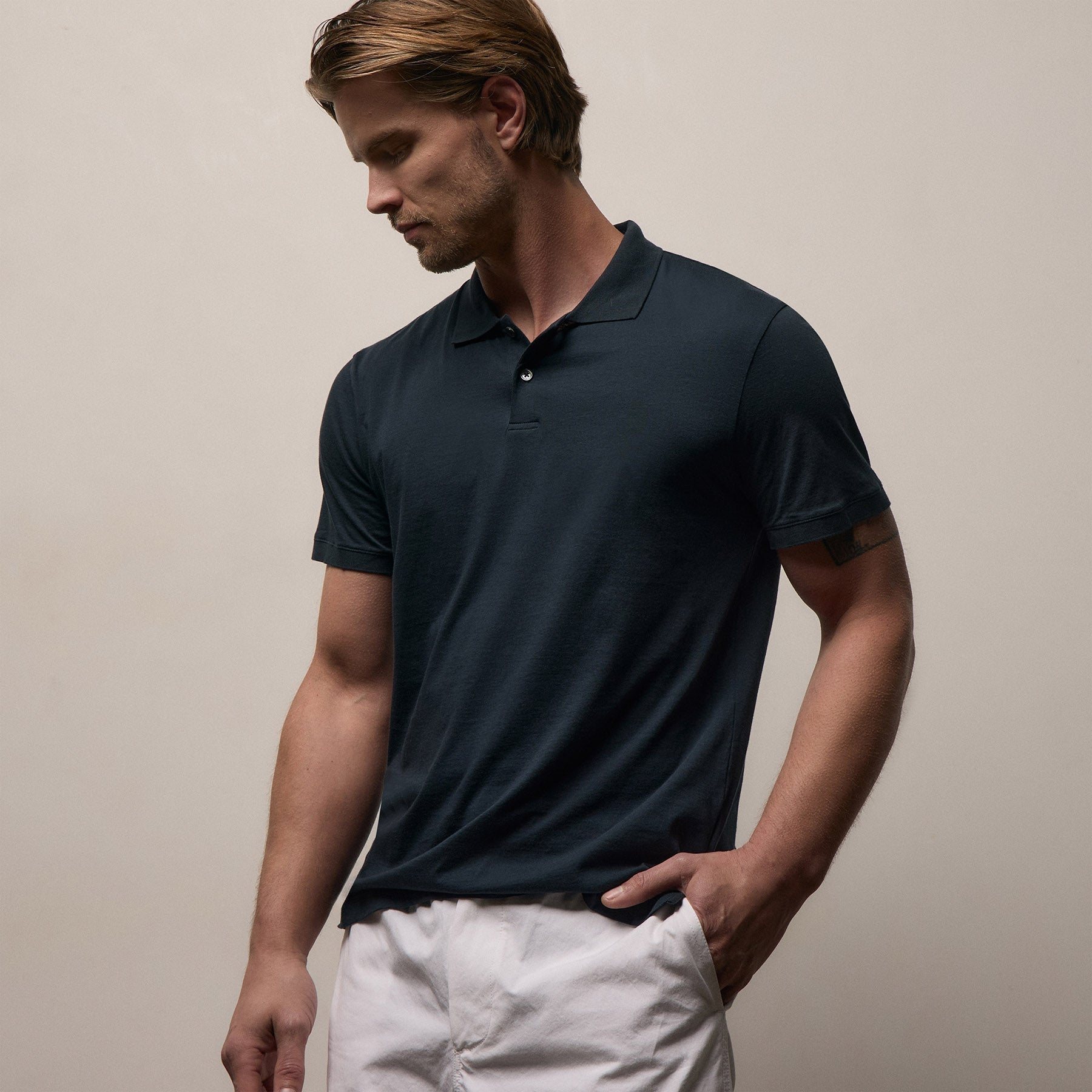 Men's Luxe Lotus Jersey Polo Gift Set - Black/White/French Navy