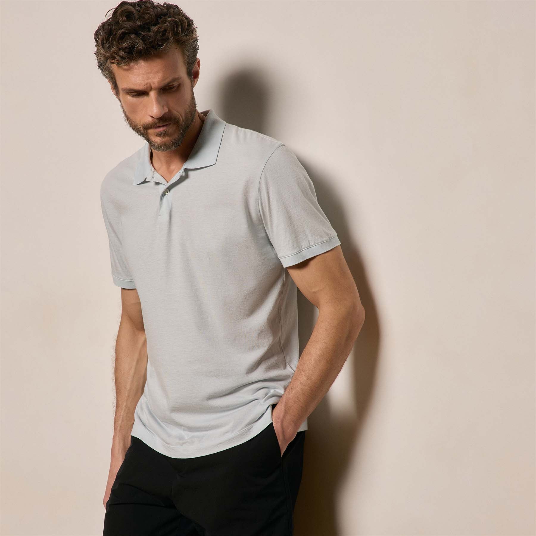 Luxe Lotus Jersey Polo - Memory